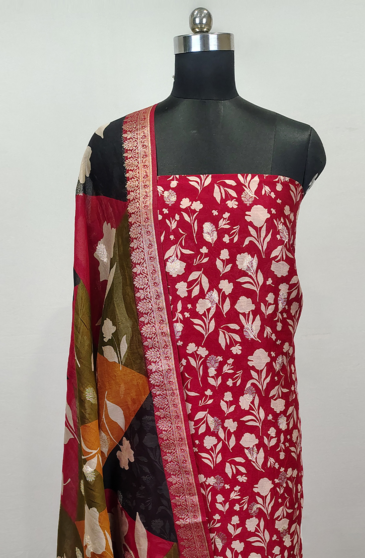 Rani Beautiful Maheshwari Unstitched Suit with Dupatta - 1028-CHNTRS1101B