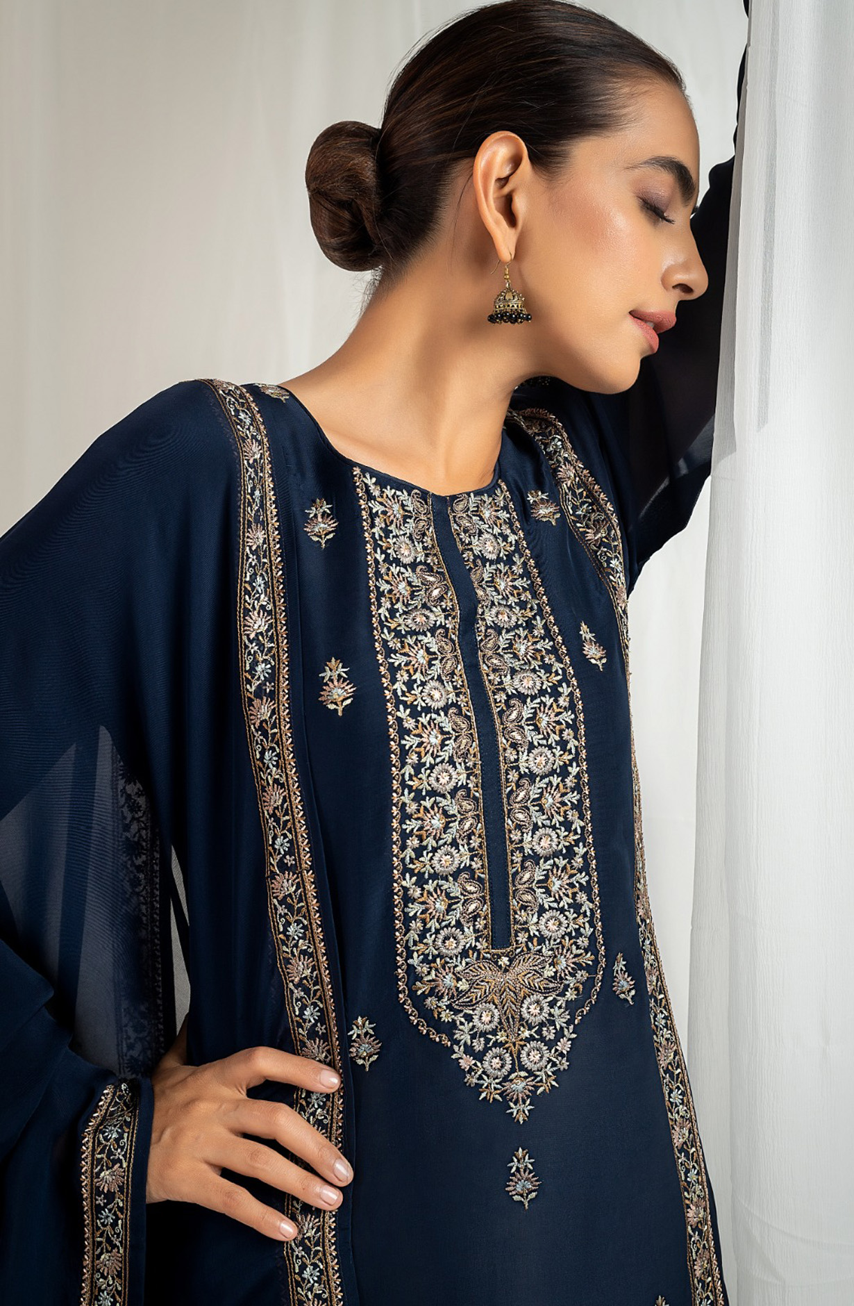 Blue Organza Beautiful Embroidered Salwar Suit with Dupatta - R157-SPR1566B