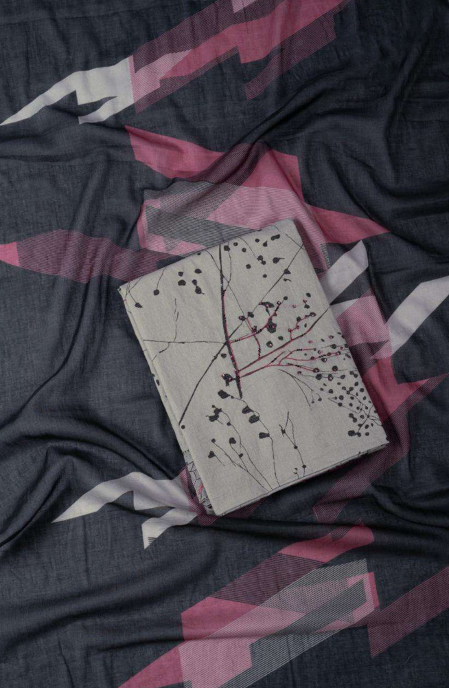 Image of Grey Lawn Cotton Printed With Embroidery And Handwork Suit Set with Dupatta - 823-V31B