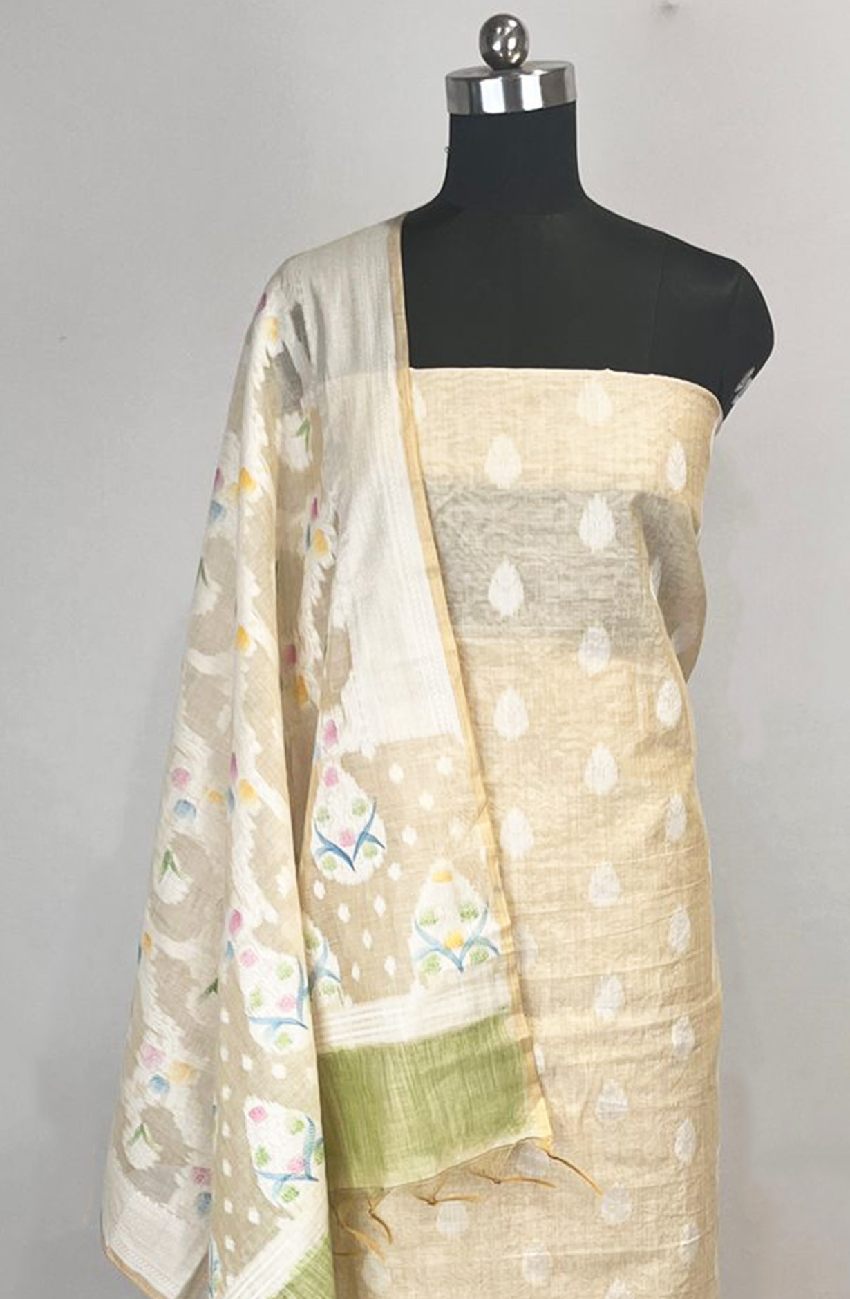 Fawn Chanderi Beautiful Suit Set with Chanderi Dupatta - 1017-KS043-3195