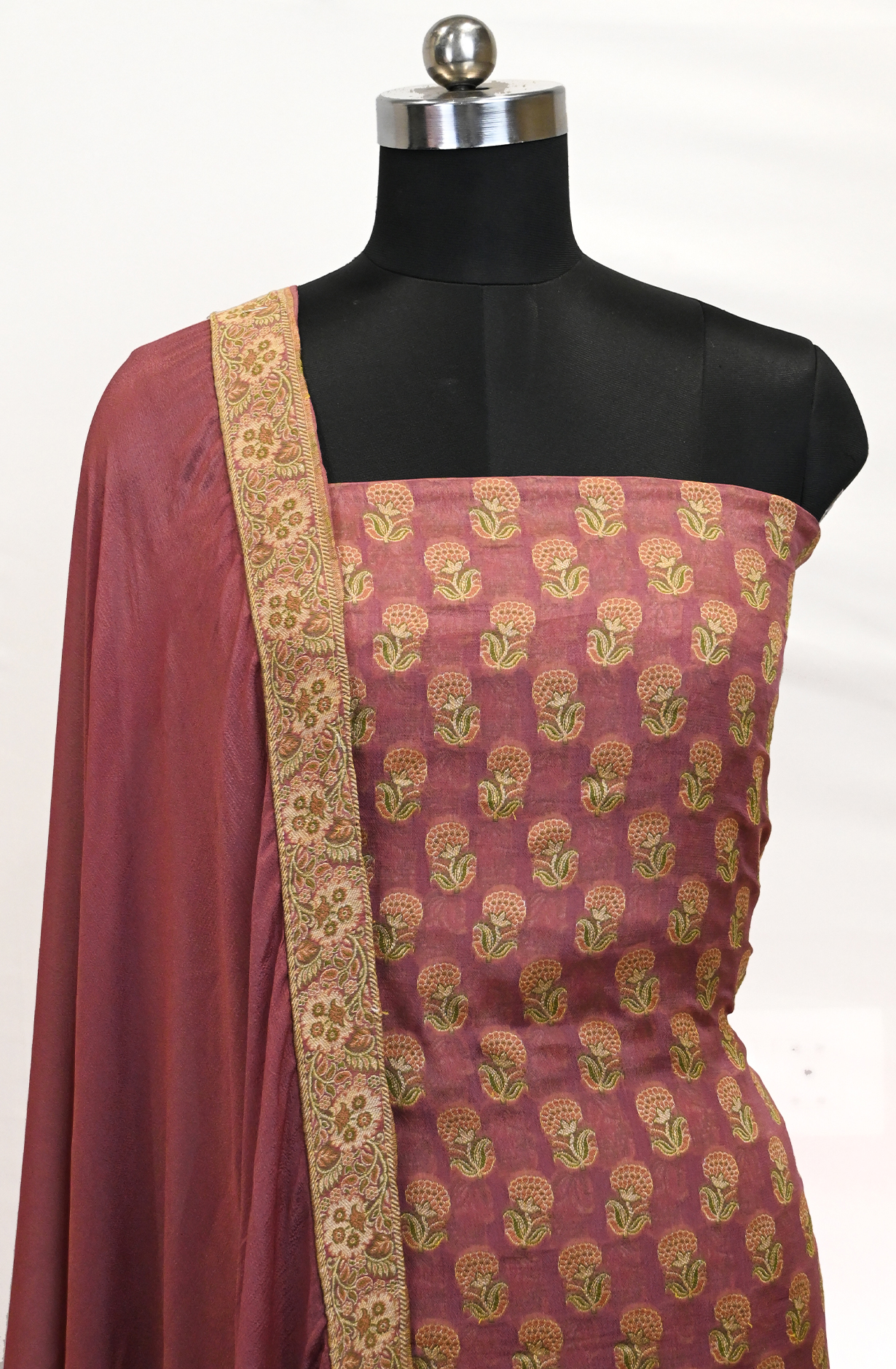 Mauve Crepe Suit Set with Dupatta - 1021-CRPTILFY-2G