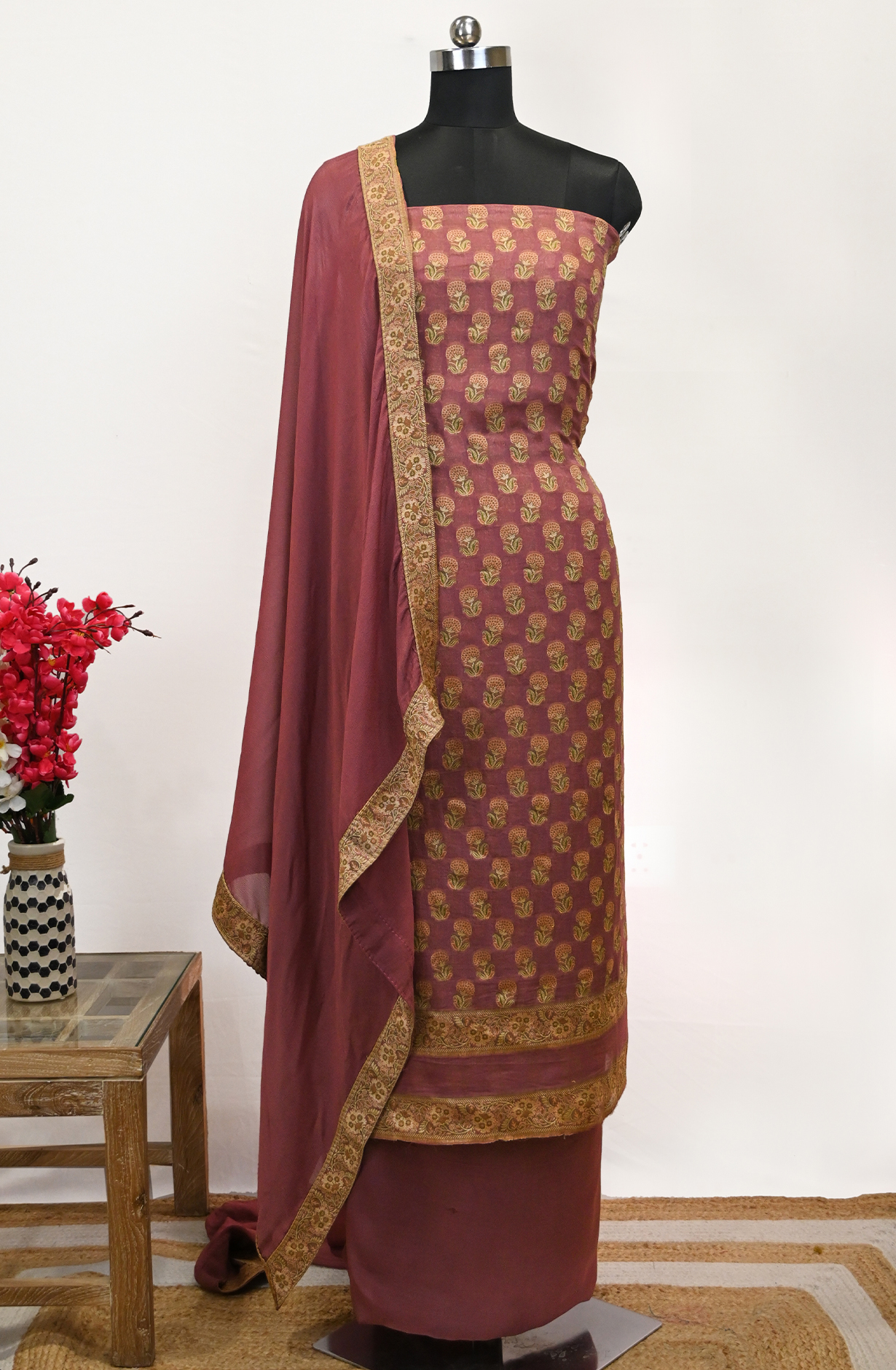 Mauve Crepe Suit Set with Dupatta - 1021-CRPTILFY-2G