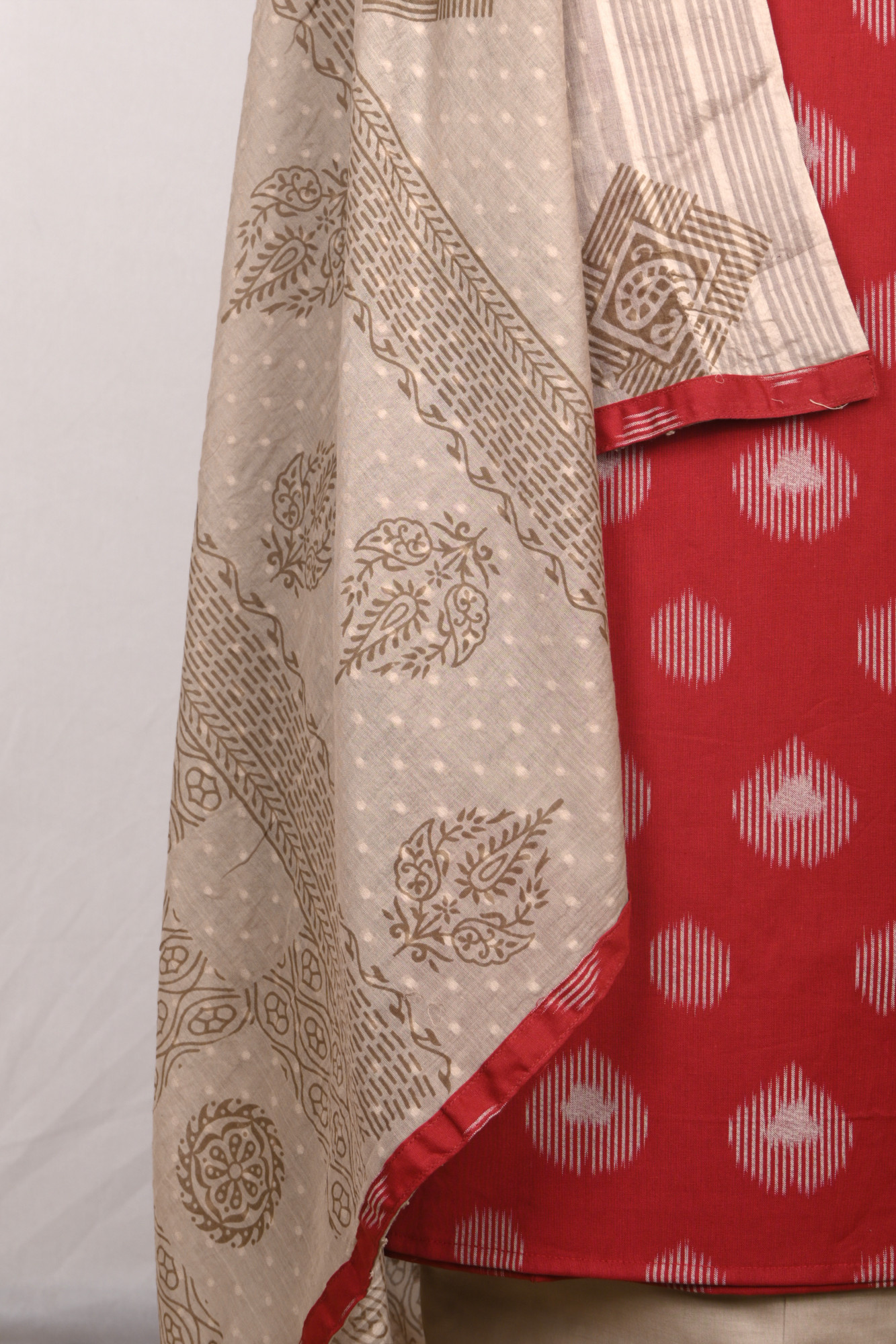 Red Handloom Cotton Beautiful Suit Set with Dupatta - 657-S25DEAN1044A