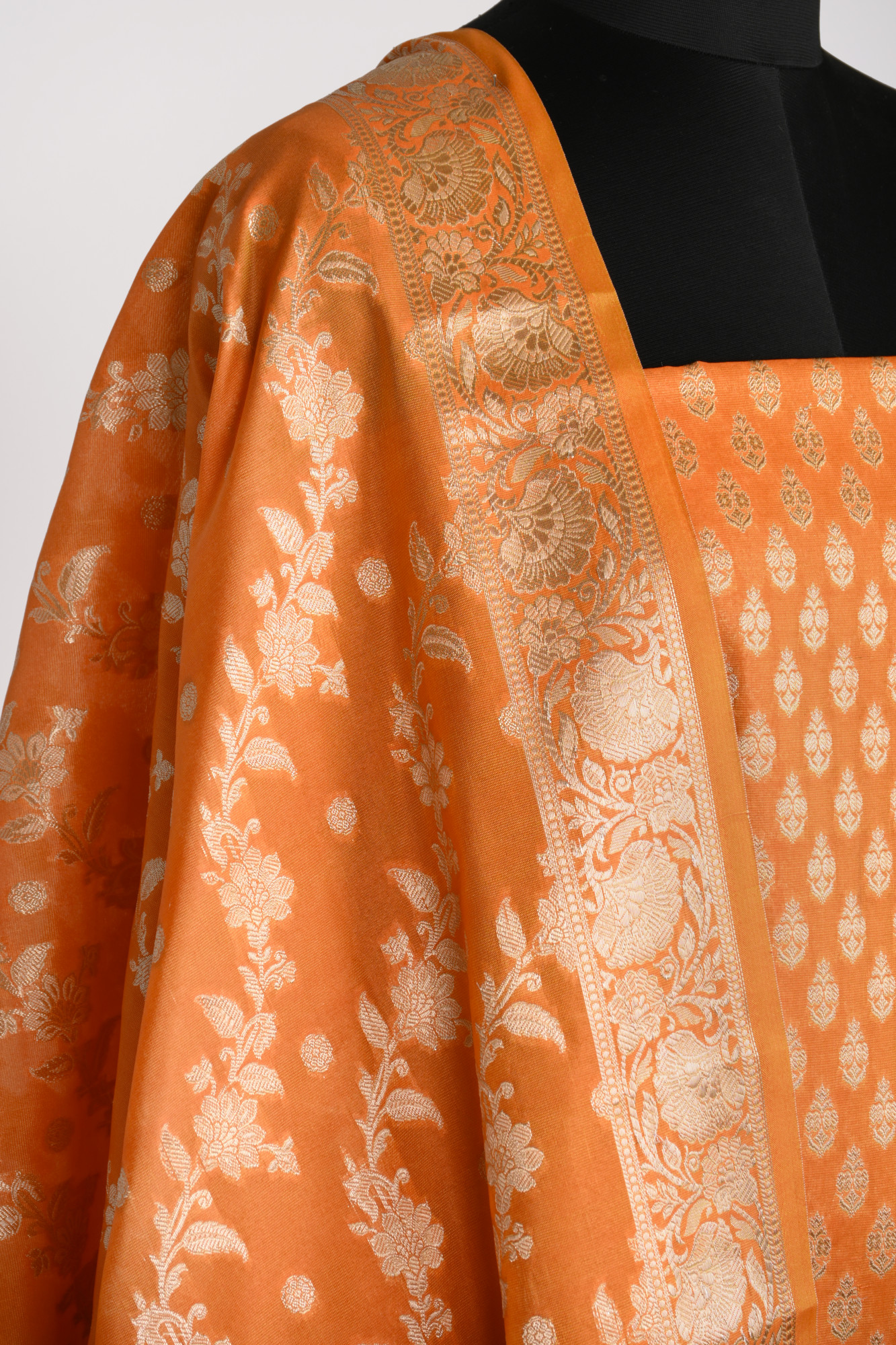 Orange Chanderi silk Suit Set with Chanderi silk Dupatta - 1021-CHDERI-1B