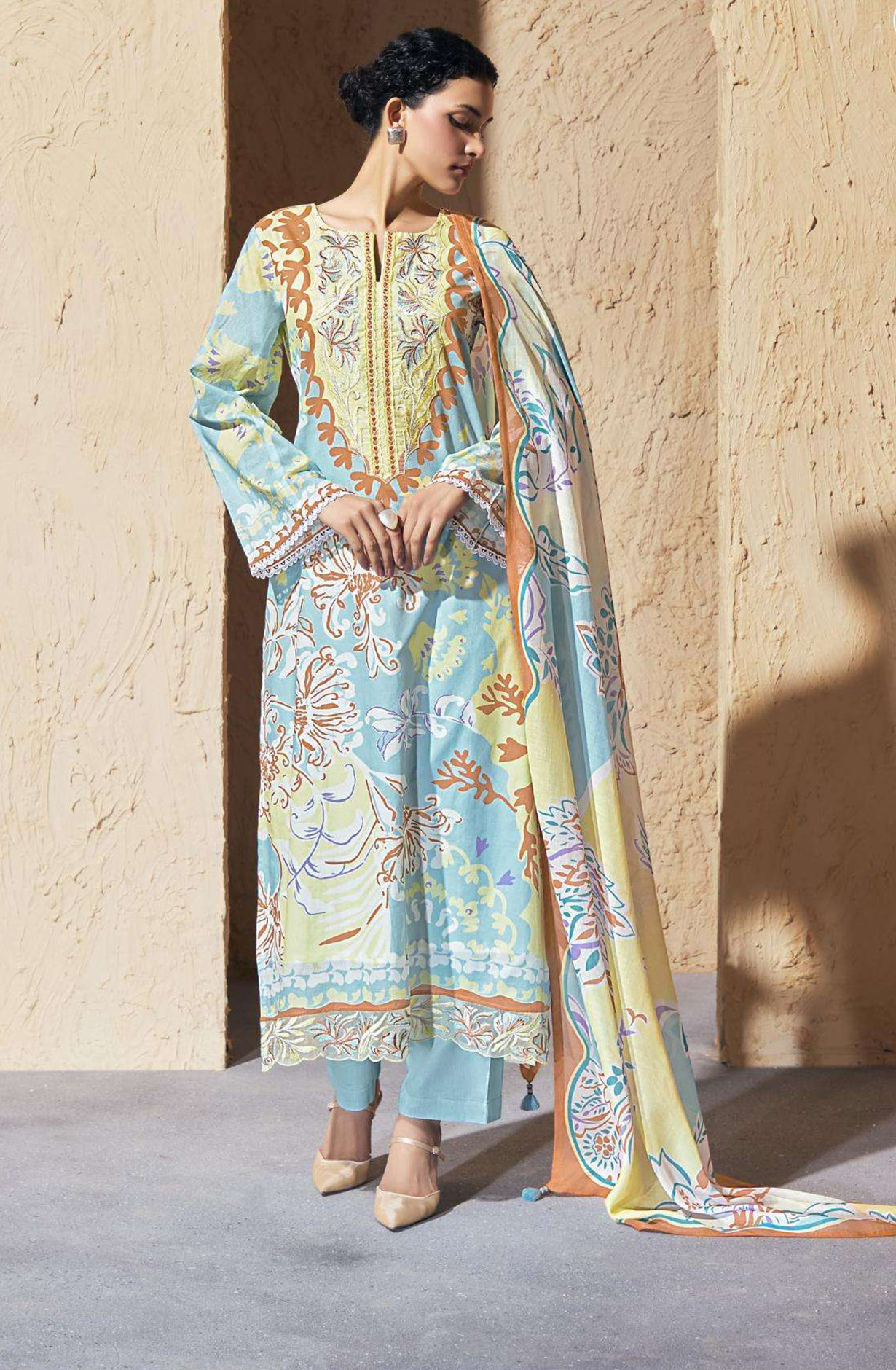 Firozee Pure Cotton Lawn Suit set with Dupatta- JOY341
