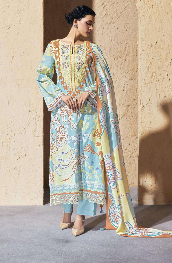 Image of Firozee Pure Cotton Lawn Suit set with Dupatta- JOY341
