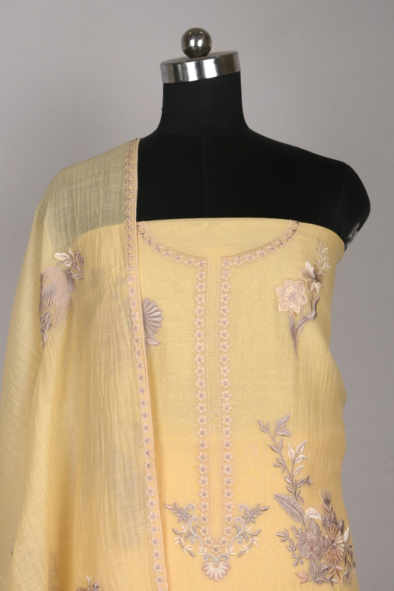 Yellow Mul Cotton Beautiful Suit Set with Dupatta - 996-MCHEMB1109B