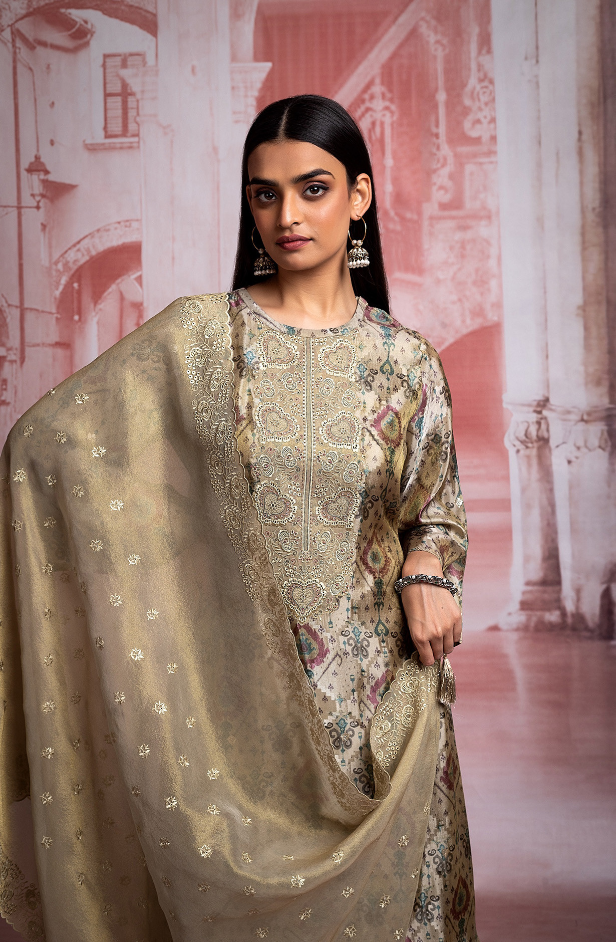 Brown Tissue Silk Digital Print Suit with Beautiful Dupatta - SOO2222B
