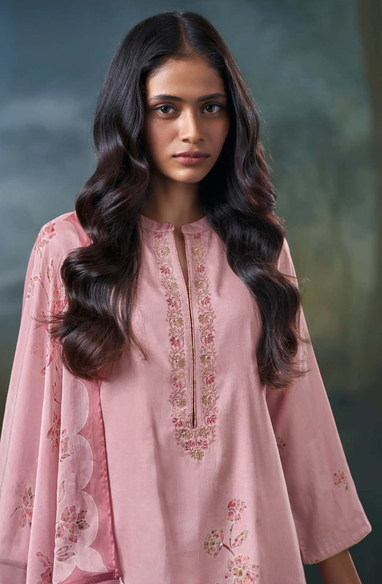 Pink Premium Cotton Satin Unstitched Suit Set with Beautiful Dupatta - JAZS5117A