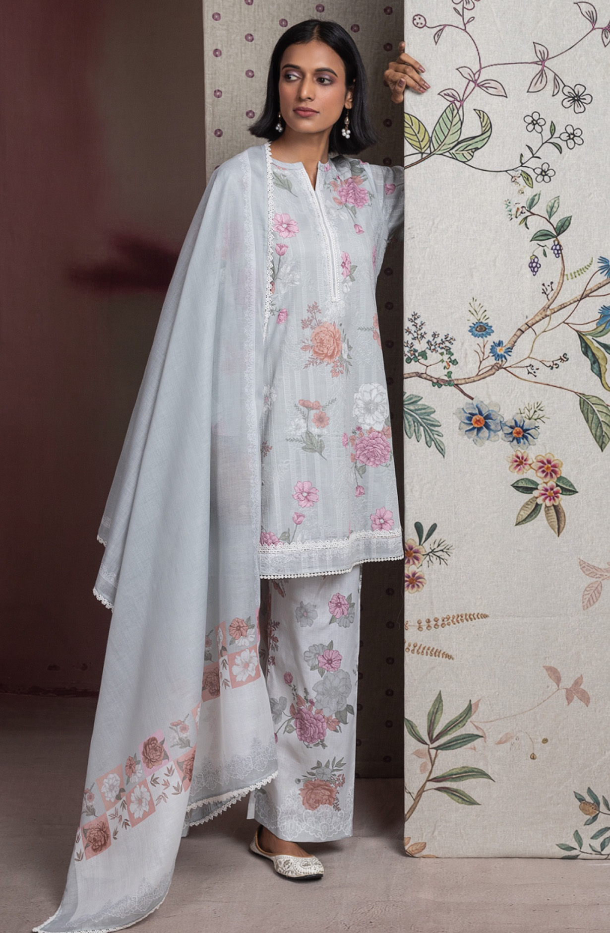 Green Cotton Modal Digital Printed Unstitched Suit Set with Dupatta - GULNSP103C