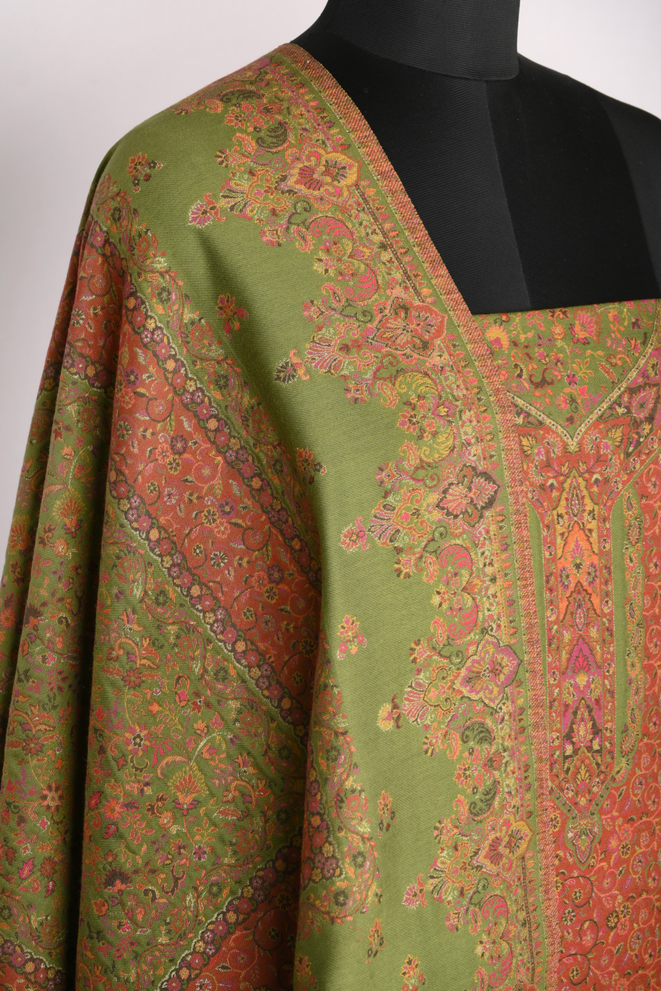 Green Pashmina Suit set with Dupatta- 1000-0411F