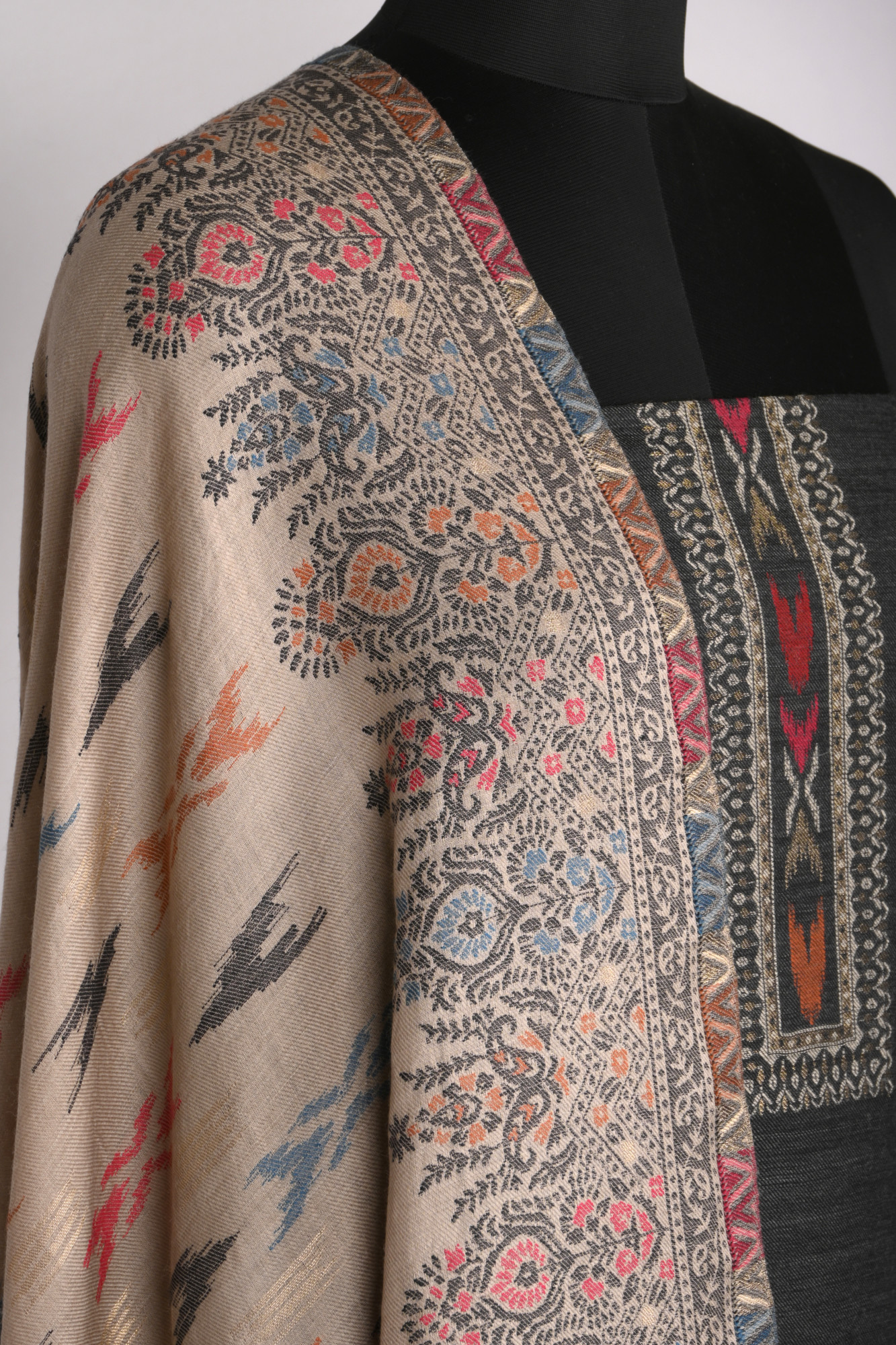 Black Pashmina Suit set with Pashmina Dupatta- PASH1415B