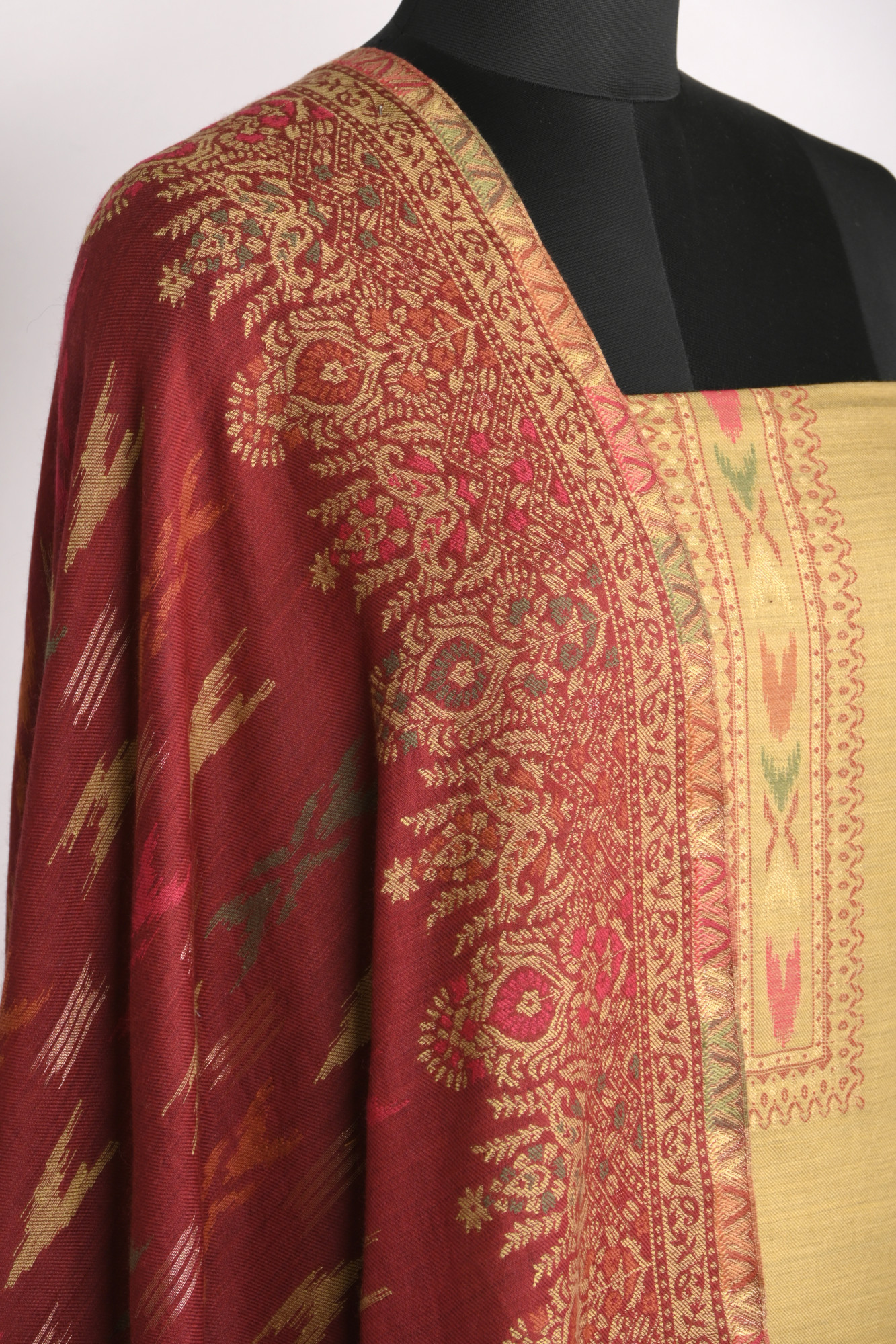 Mustard Pashmina Suit set with Pashmina Dupatta- PASH1415A