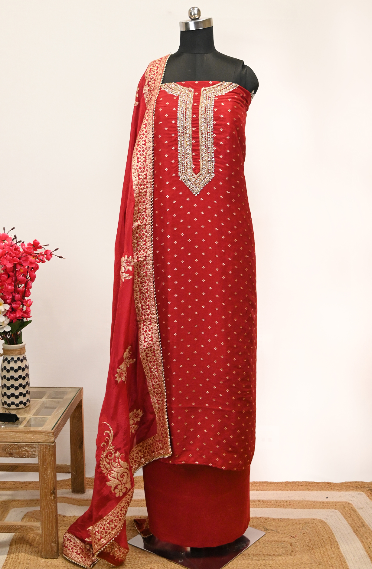 Maroon Banarsi Suit Set with Banarsi Dupatta - 693-JFJ985