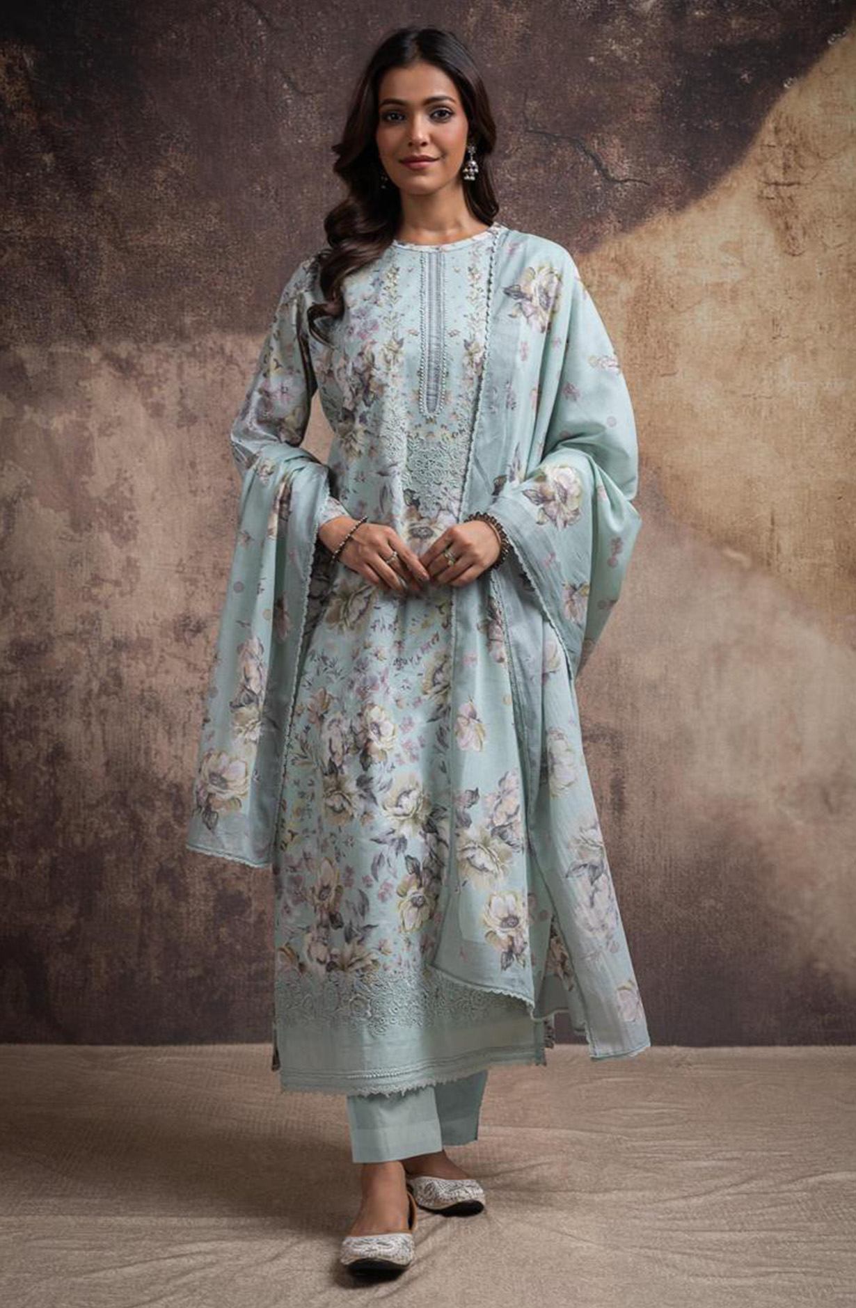 Green Pure cotton lawn Digital Printed Beautiful Suit Set with Dupatta - VINNT203A