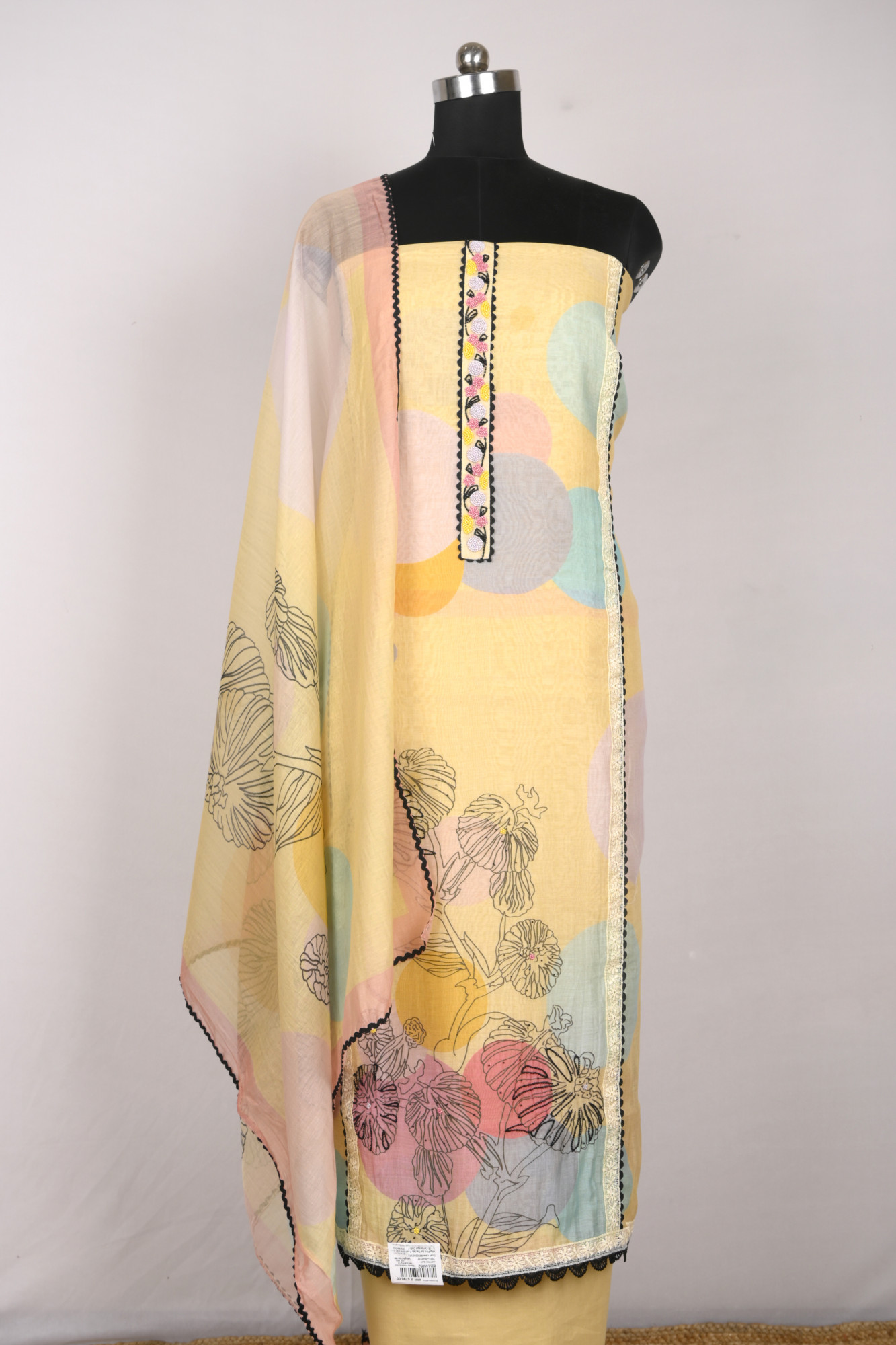 Yellow Mul Cotton Beautiful Suit Set with Dupatta - 1001-JHU1517