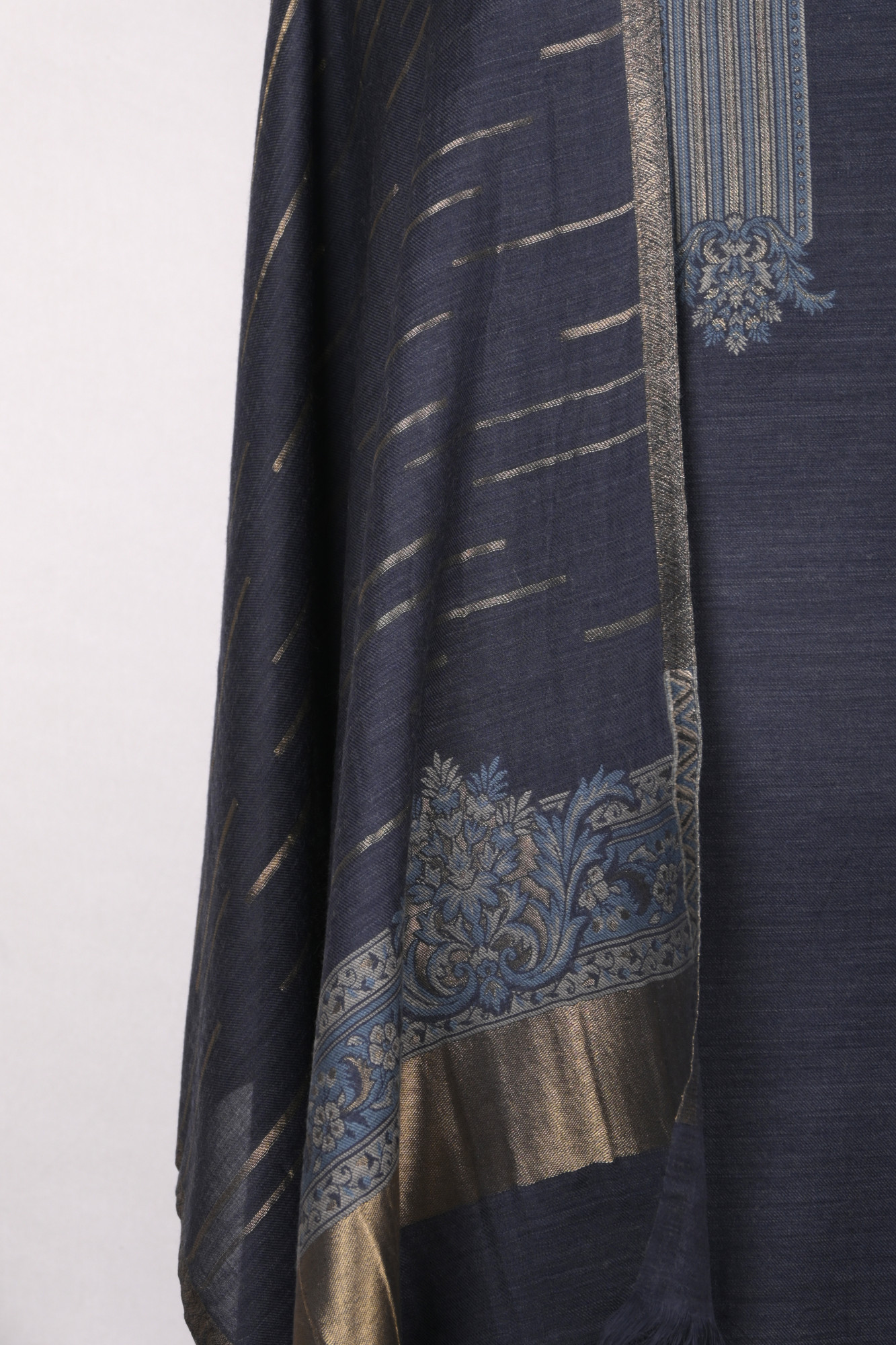 Blue Pashmina Suit set with Pashmina Dupatta- PASH1413