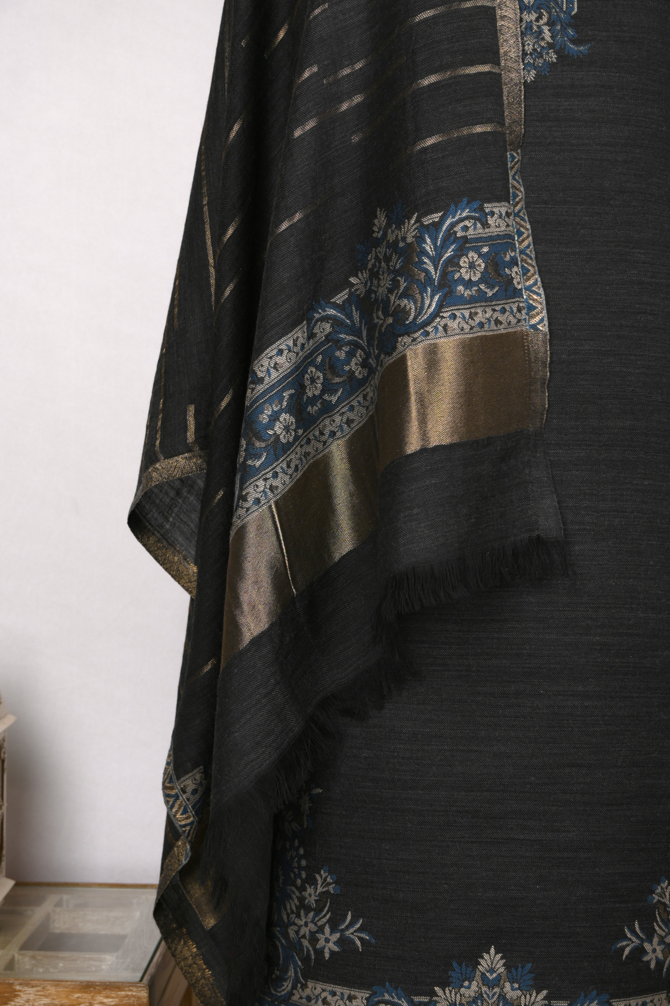 Black Pashmina Suit set with Pashmina Dupatta- PASH1413C