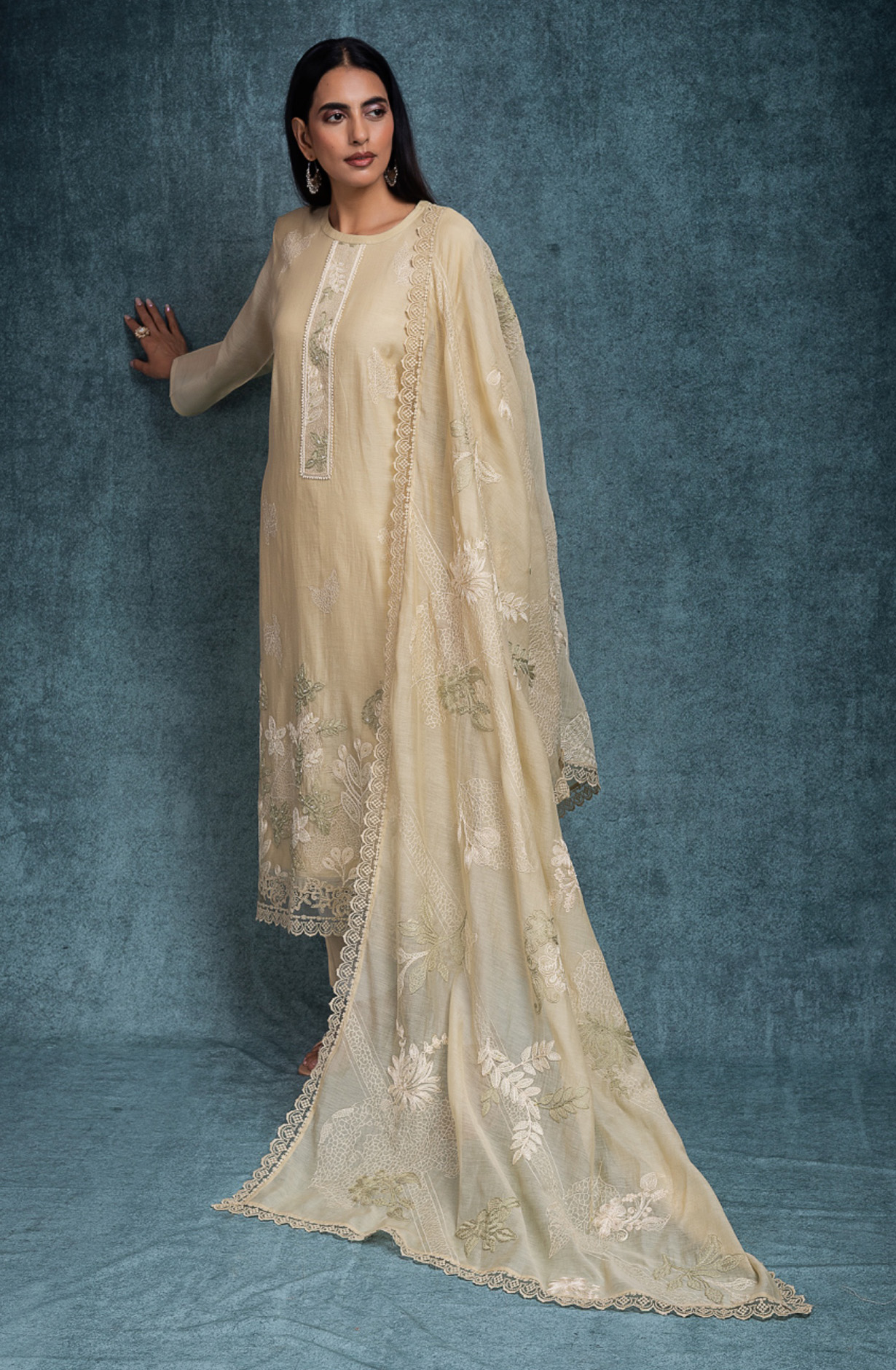 Lemon Pure banarasi mul chanderi beautiful Suit Set with Dupatta - SHANT158B