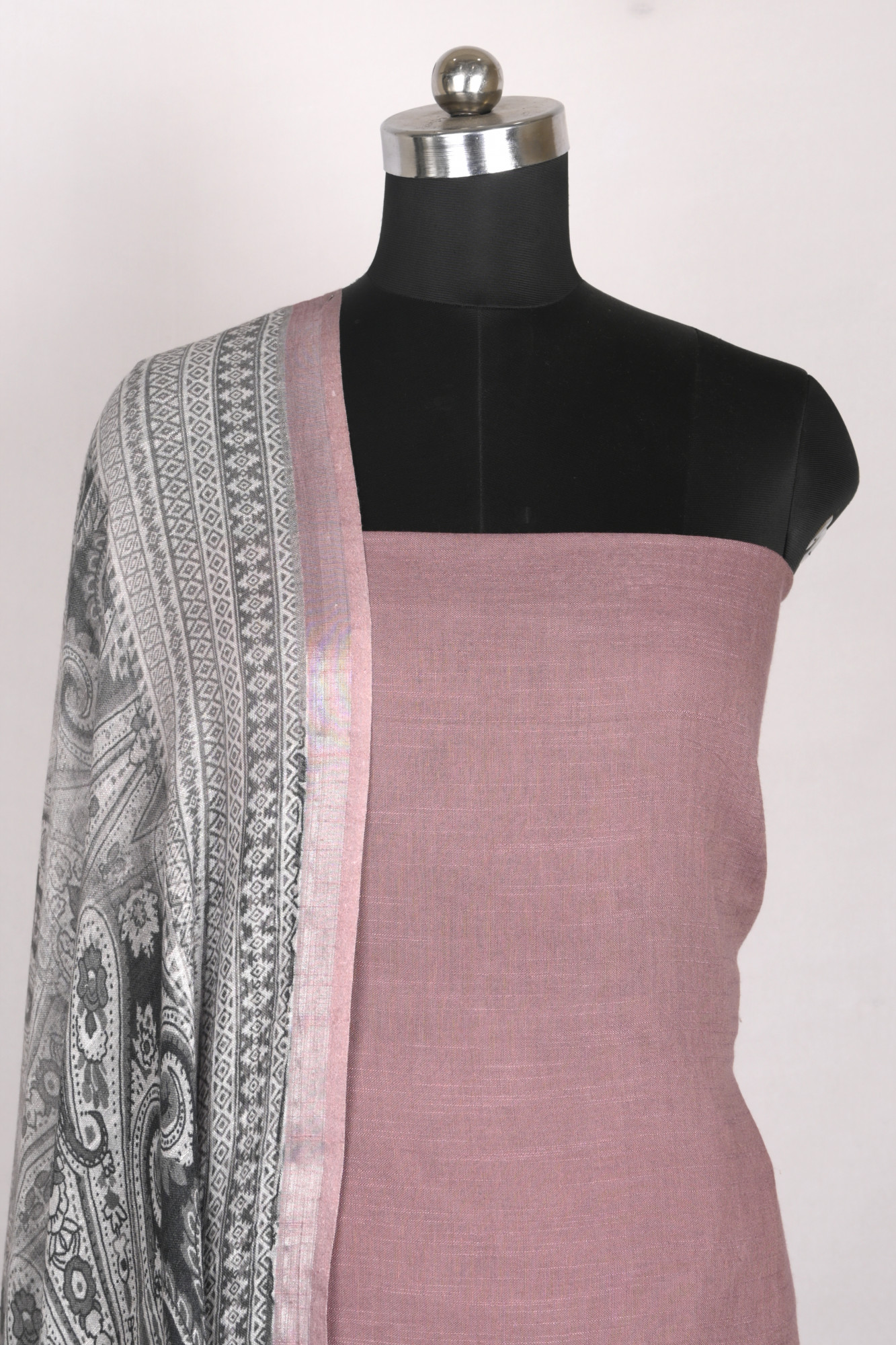 Mauve Linen Beautiful Suit Set with Dupatta - 996-CTLN1111-5B