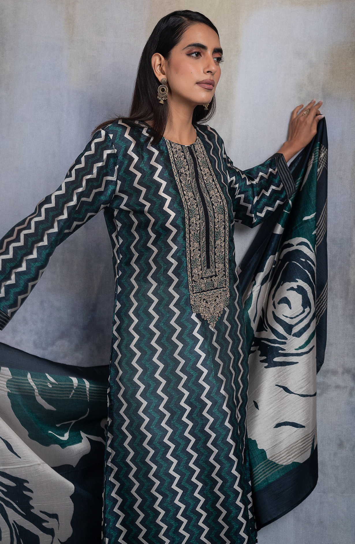 Blue Beautiful Silk Suit Set with Dupatta -R157-SPR2602A