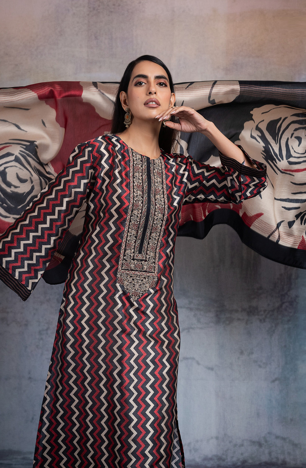 Maroon Beautiful Silk Suit Set with Dupatta - R157-SPR2602B