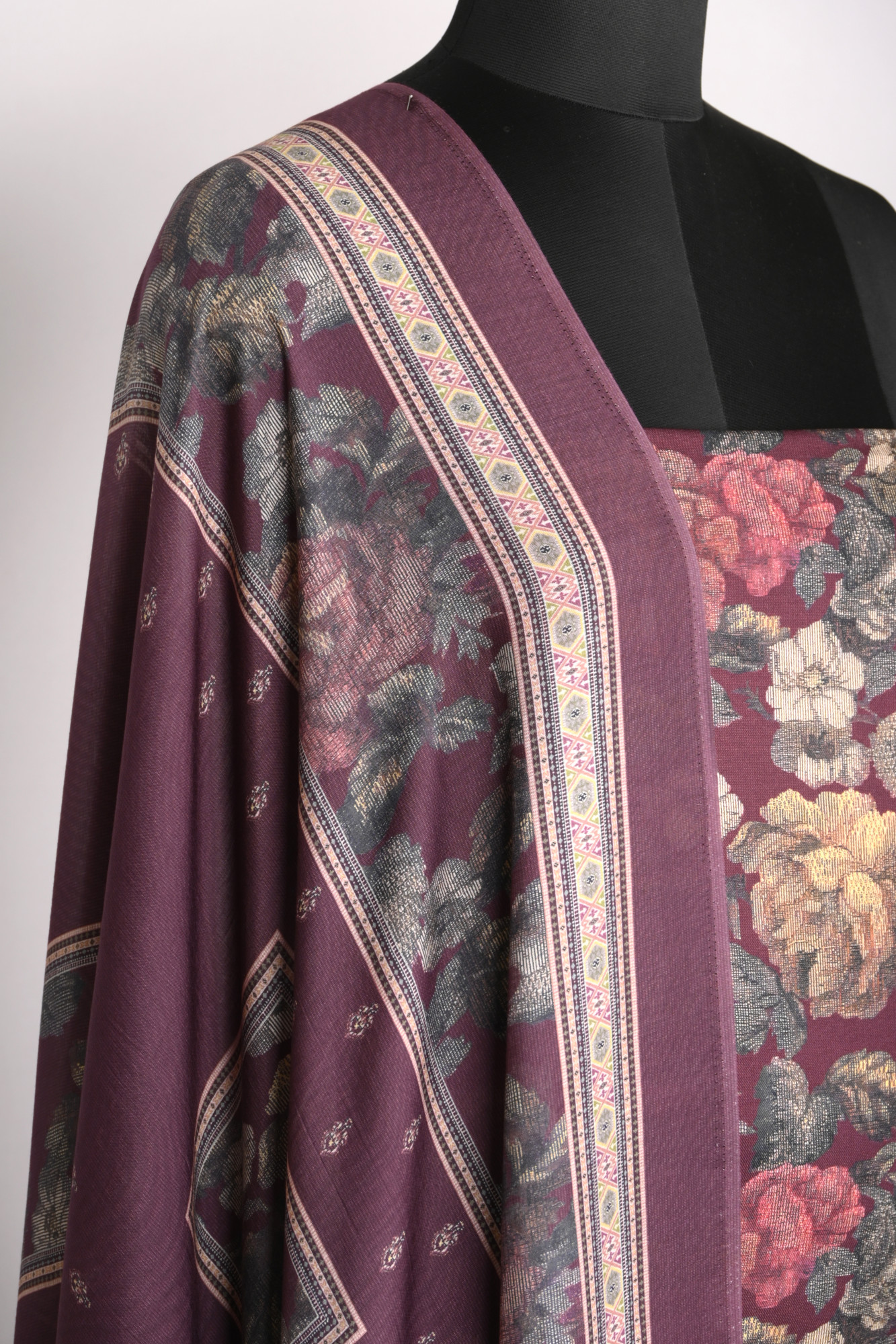 Wine Digital Printed Spun Suit set with Spun Dupatta- VUN6875B