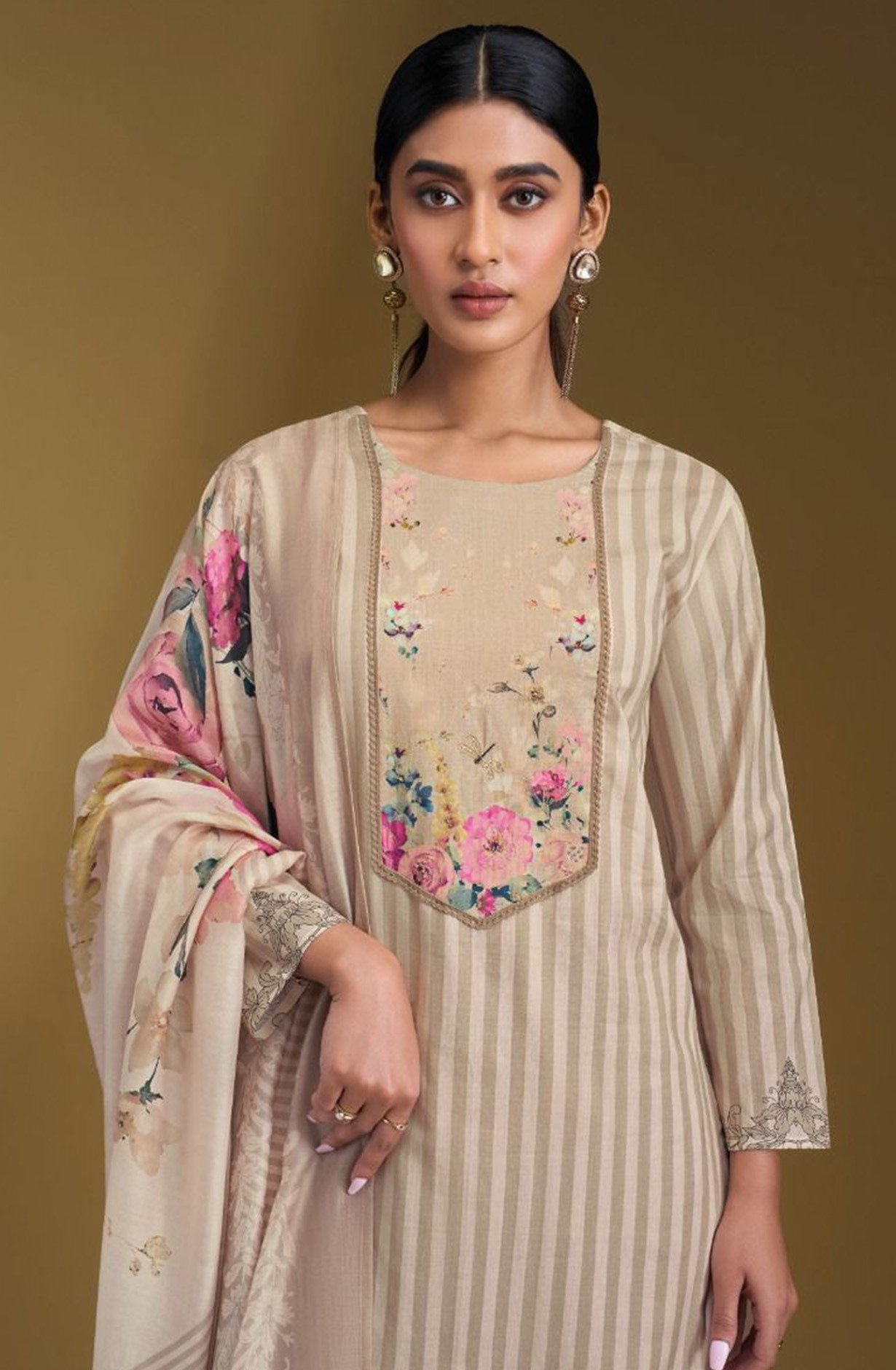 Fawn Lawn cotton Beautiful Suit Set with Dupatta - NIT11011B