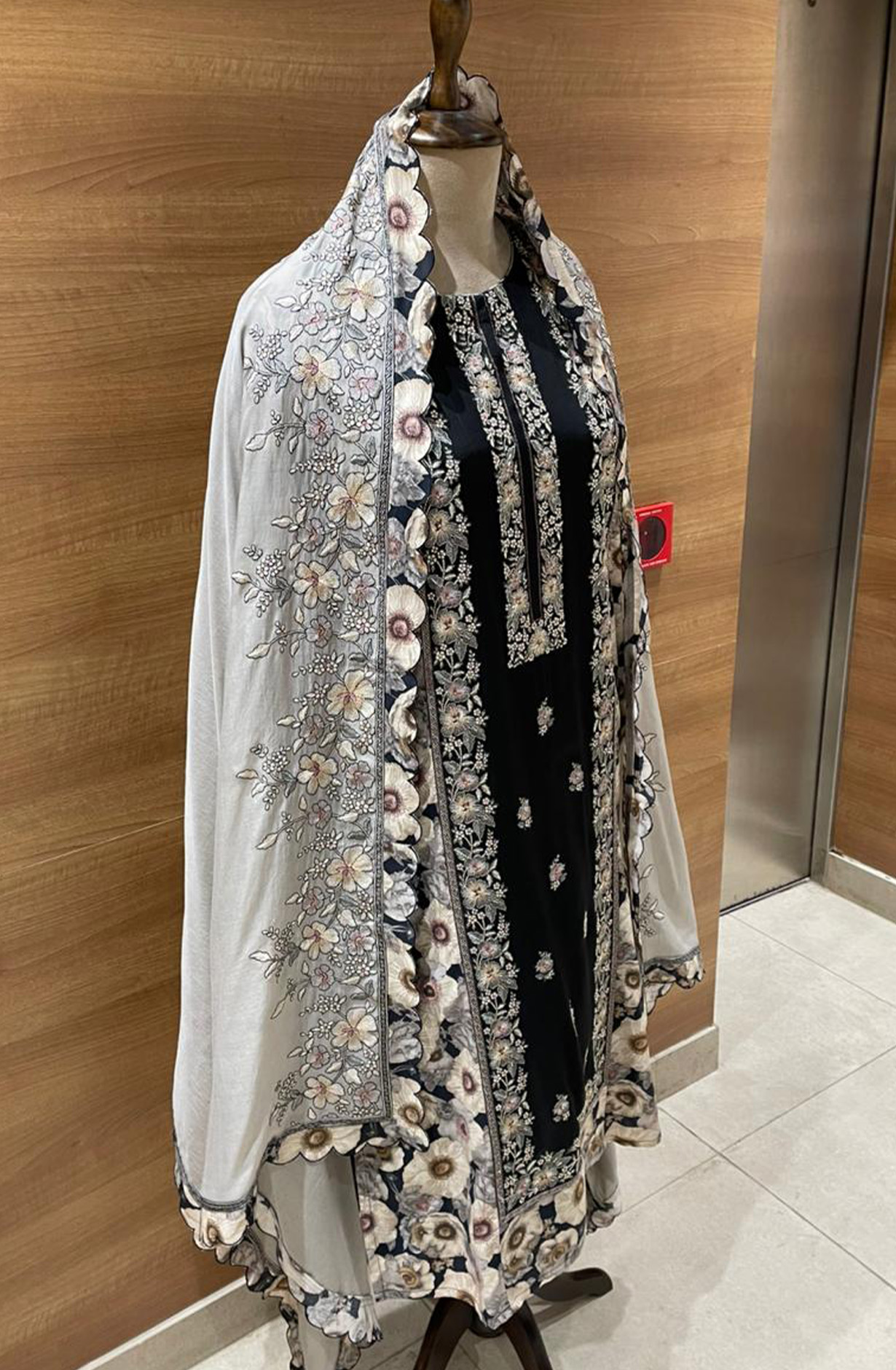 Black Cotton Printed Suit Set with Dupatta - R157-SPR2679