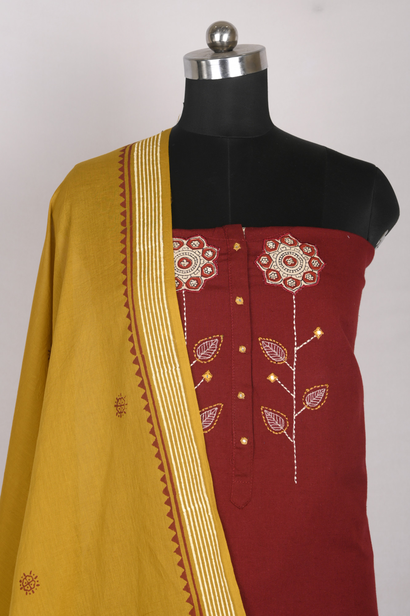 Maroon Cotton Beautiful Suit Set with Dupatta - 657-W25SRAN692A