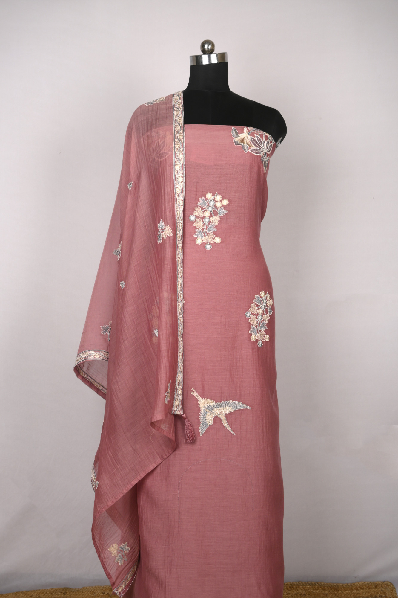 Peach Mul Cotton Beautiful Suit Set with Dupatta - 996-MCHEMB1102A