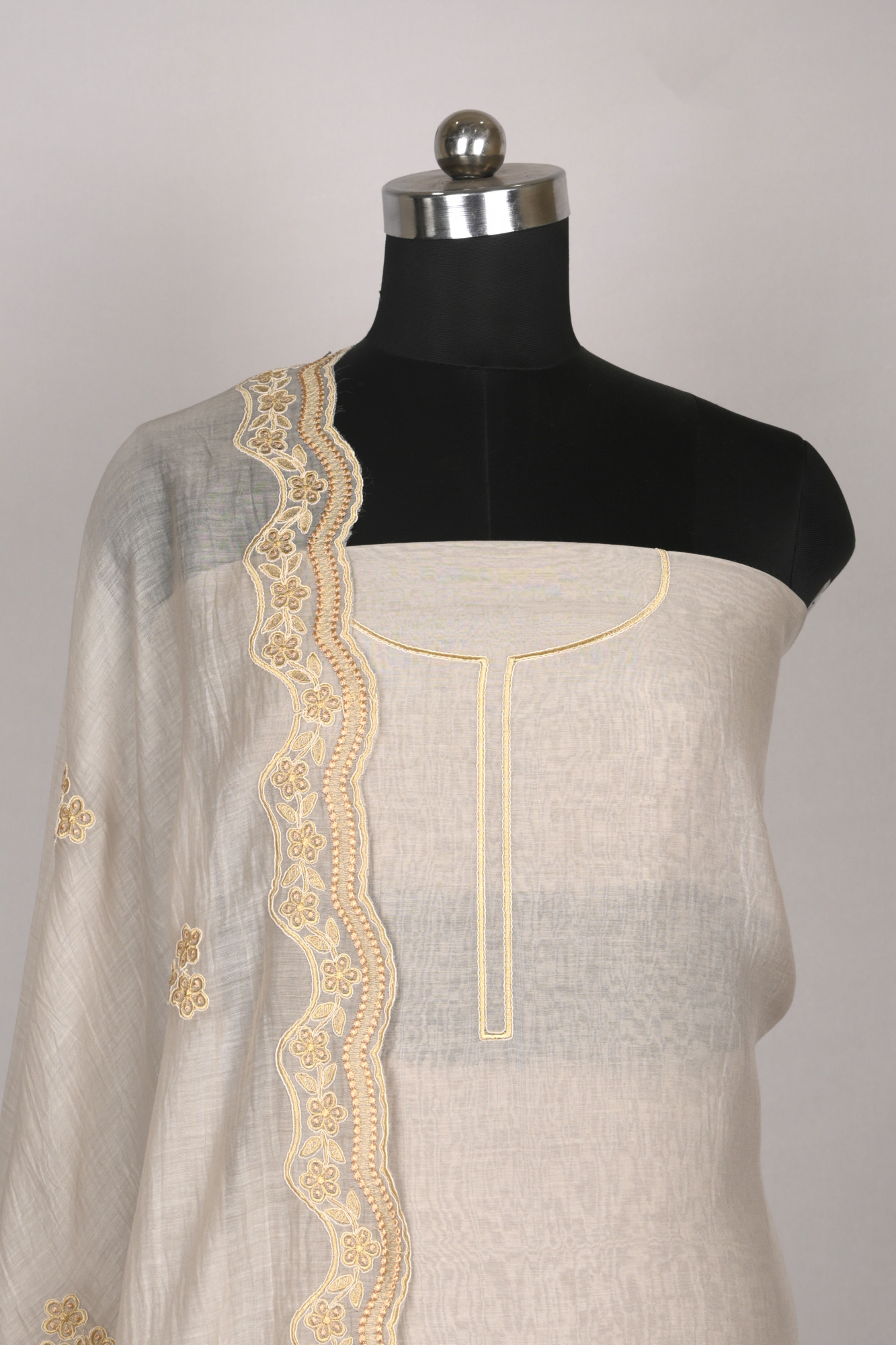 Grey Mul Cotton Beautiful Suit Set with Dupatta - 996-MCHEMB1108