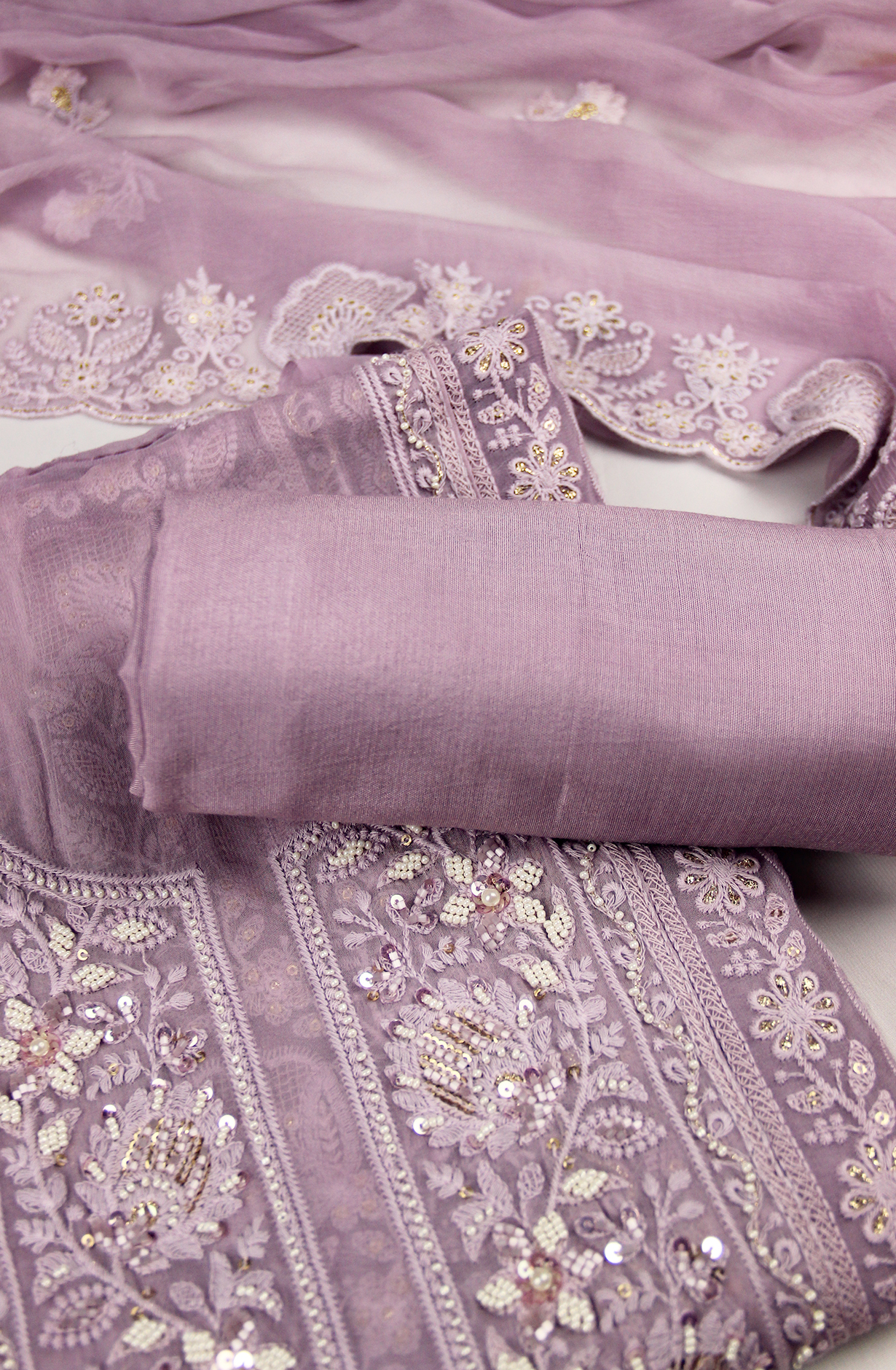 Purple Beautiful Georgette Suit Set with Dupatta - 606-10499C