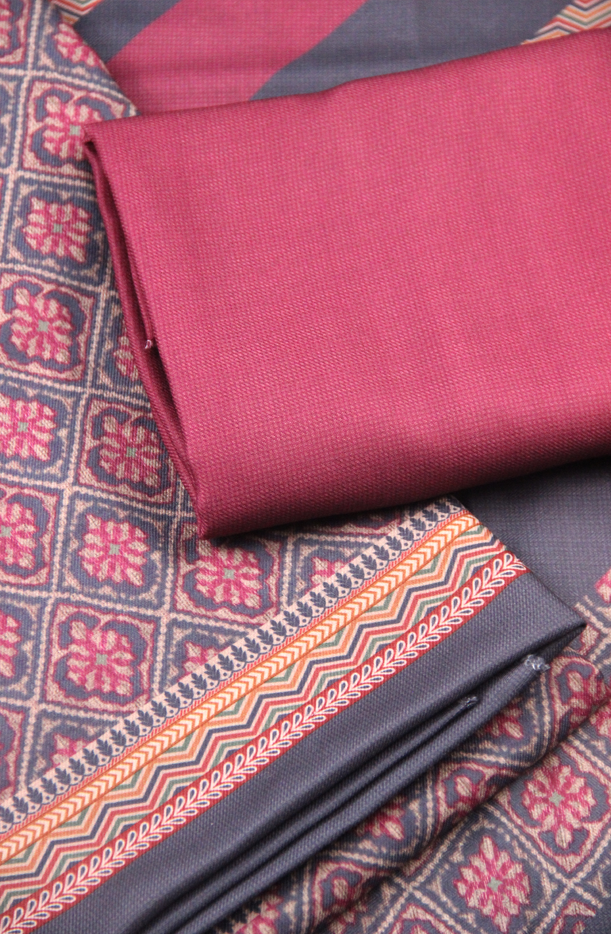 Blue Printed Spun Salwaar Suit with Shawl- ZAA1596C