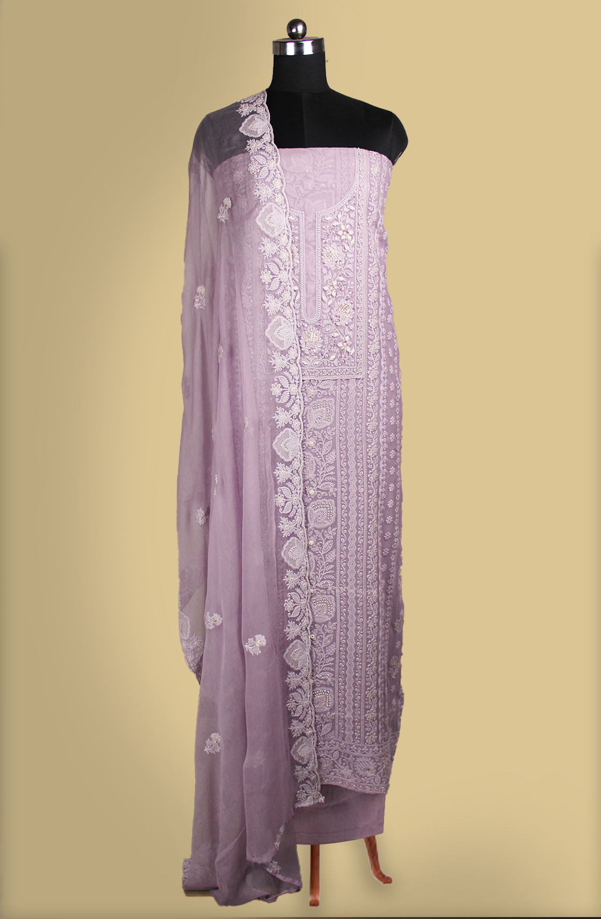 Purple Beautiful Georgette Suit Set with Dupatta - 606-10499C