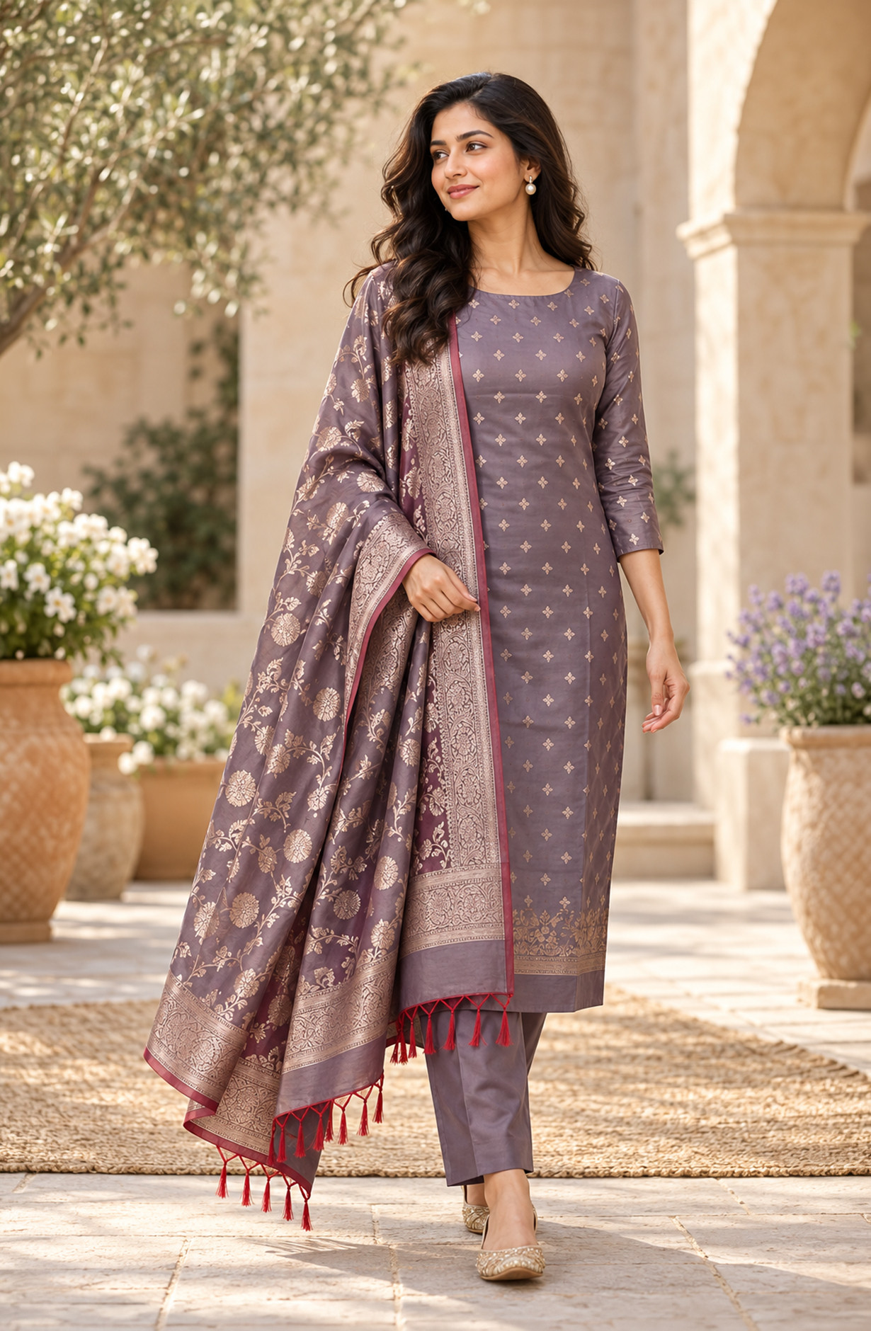Purple Chanderi Silk Unstitched Suit-Set with Beautiful Dupatta - SVACHN1312-4B