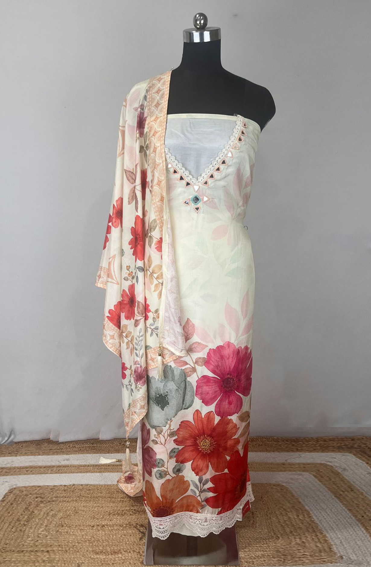 Pista Muslin Unstitched Suit Set with Beautiful Dupatta - 131-CA20531