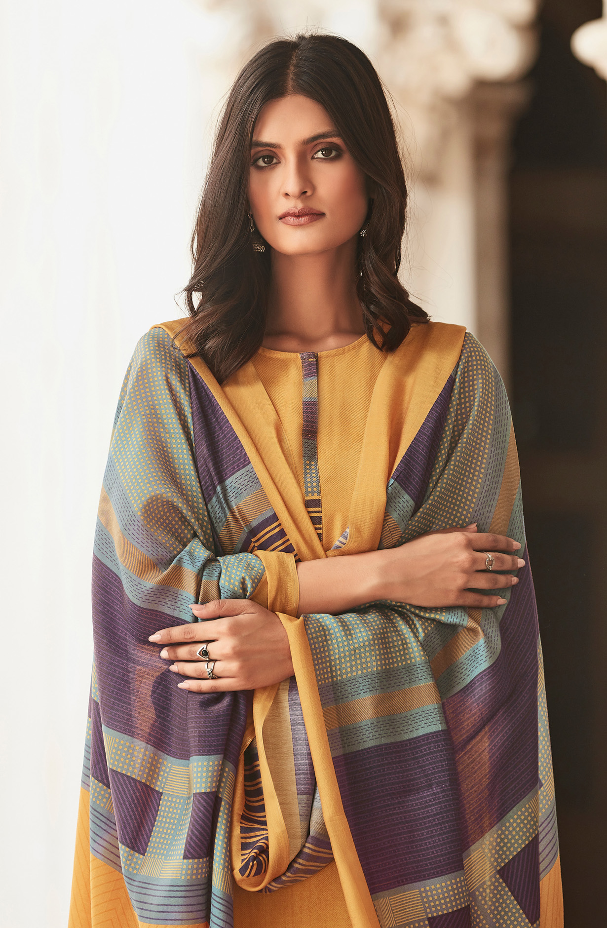 Mustard Cotton Digital Printed Unstitched Salwar Kameez - ARO1369