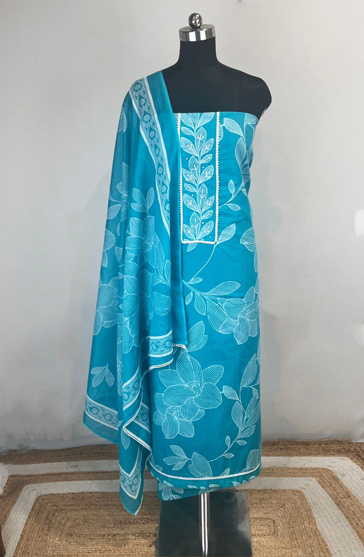 Firozee Printed Cotton Unstitched Suit Set with Dupatta - 983-4850-14A