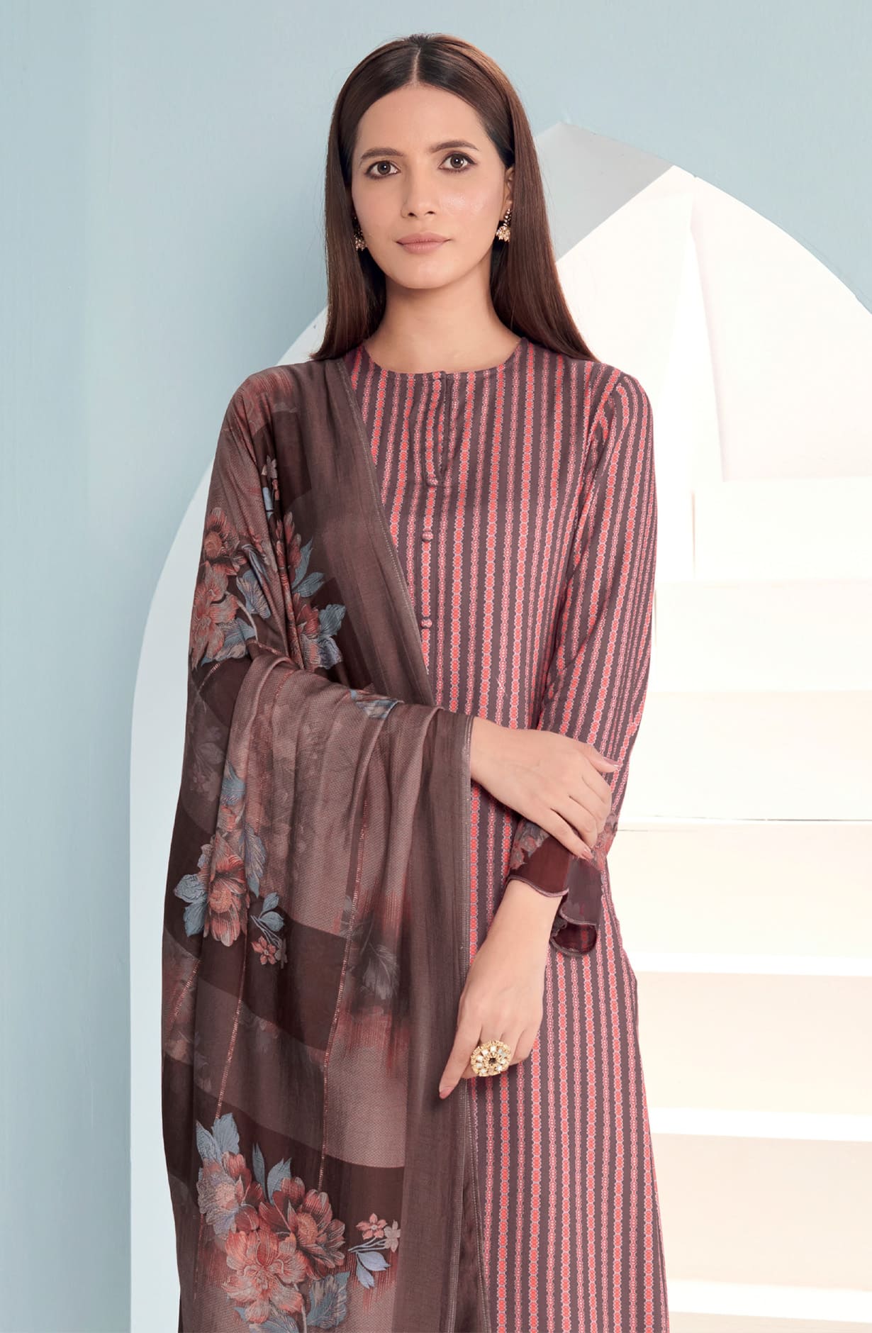 Purple Cotton Digital Printed Salwar Dress Material - LAK5588