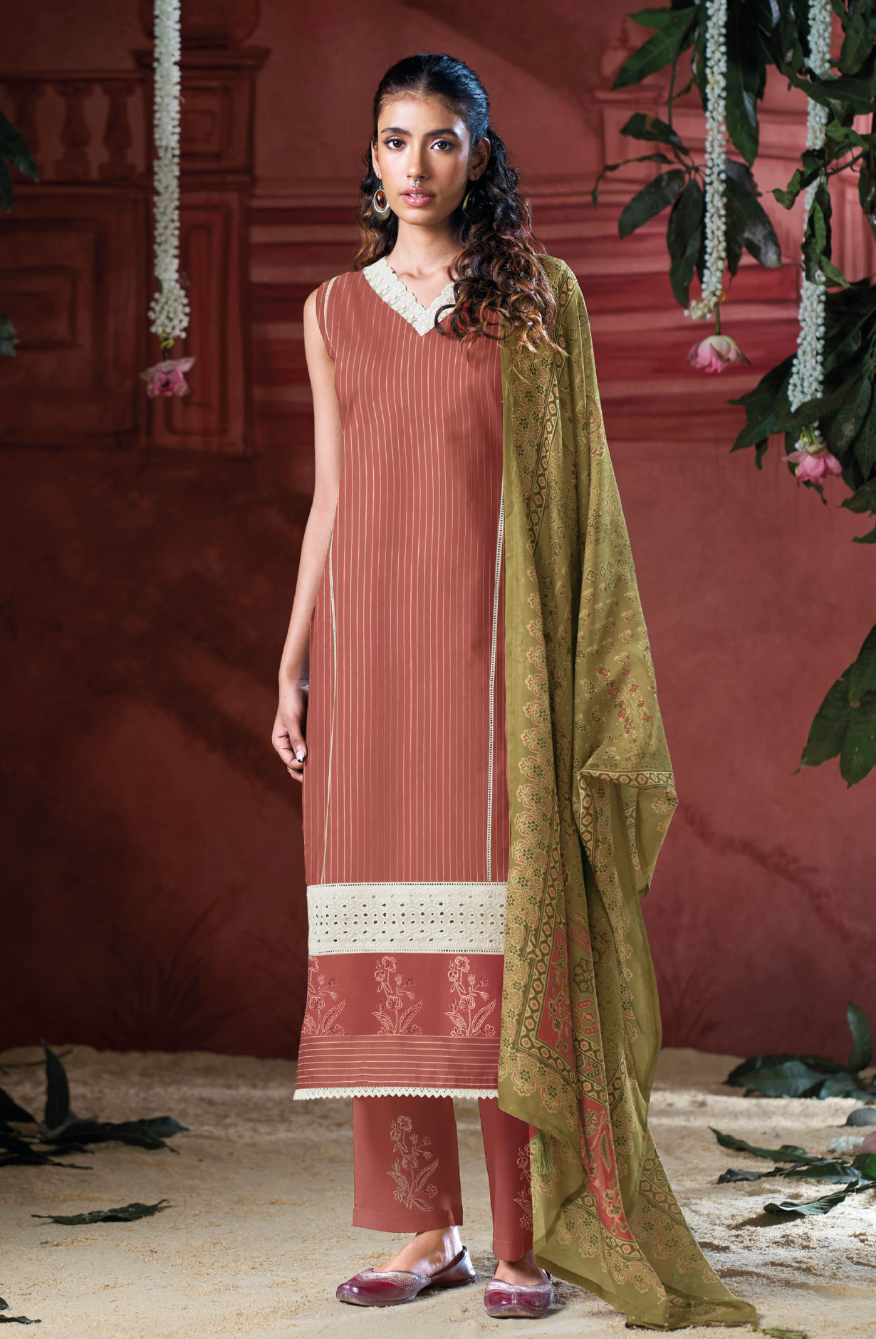 Maroon Cotton Beautiful Suit Set with Dupatta- MIR10324