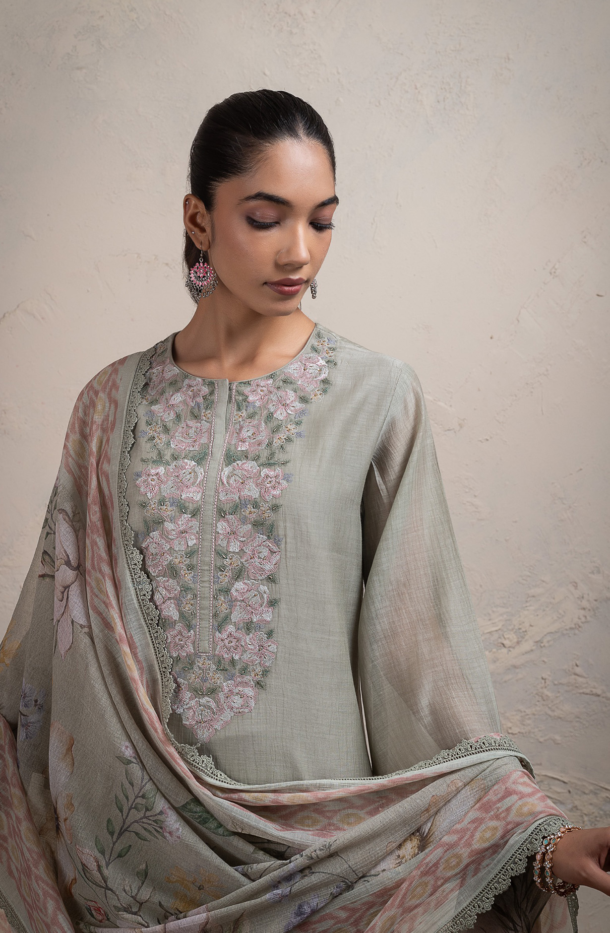 Mehndi Pure Mul chanderi beautiful Suit Set with Dupatta - R157-SPR2688A