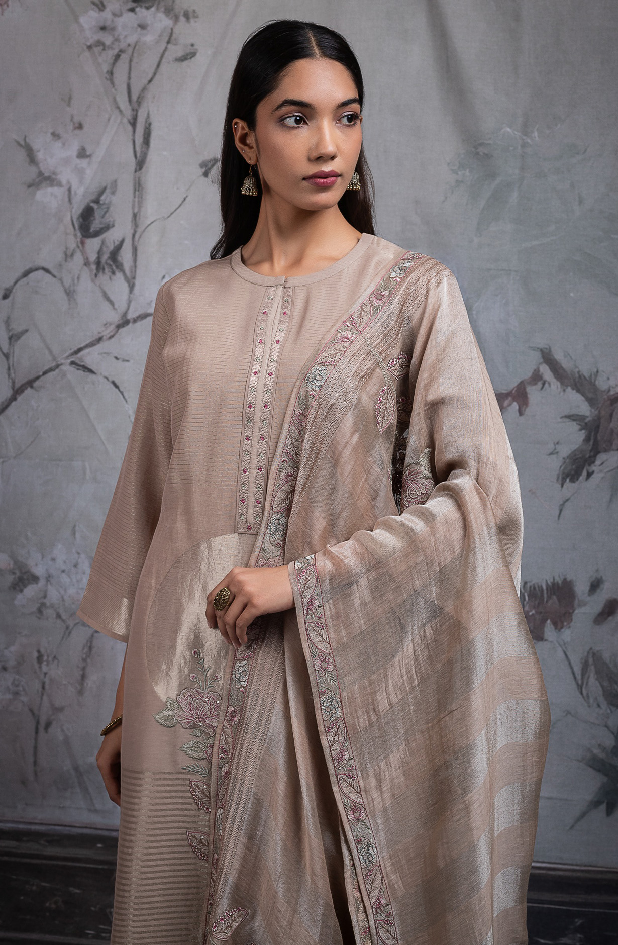 Mehndi Pure mul chanderi embroidered Suit Set with Dupatta - R157-SPR2697A