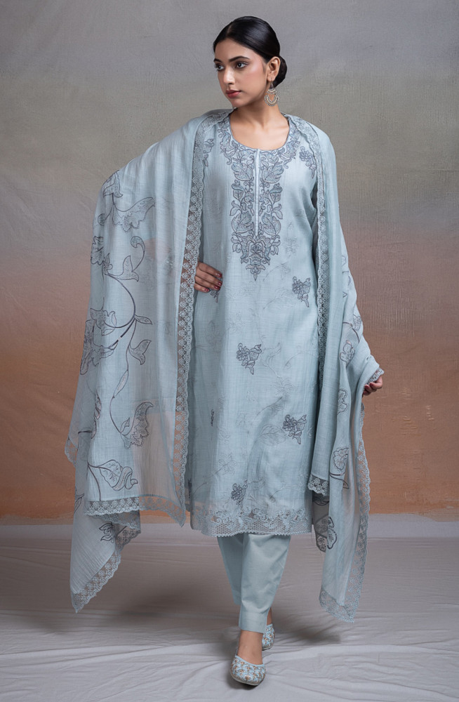 Image of Firozee Pure banarasi mul chanderi Suit Set with Dupatta - TOPNSP157C