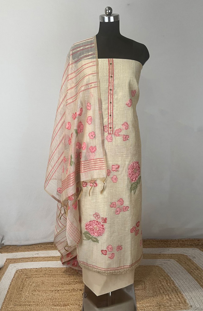 Image of Red Chanderi Beautiful Suit Set with Chanderi Dupatta - 131-MW47B