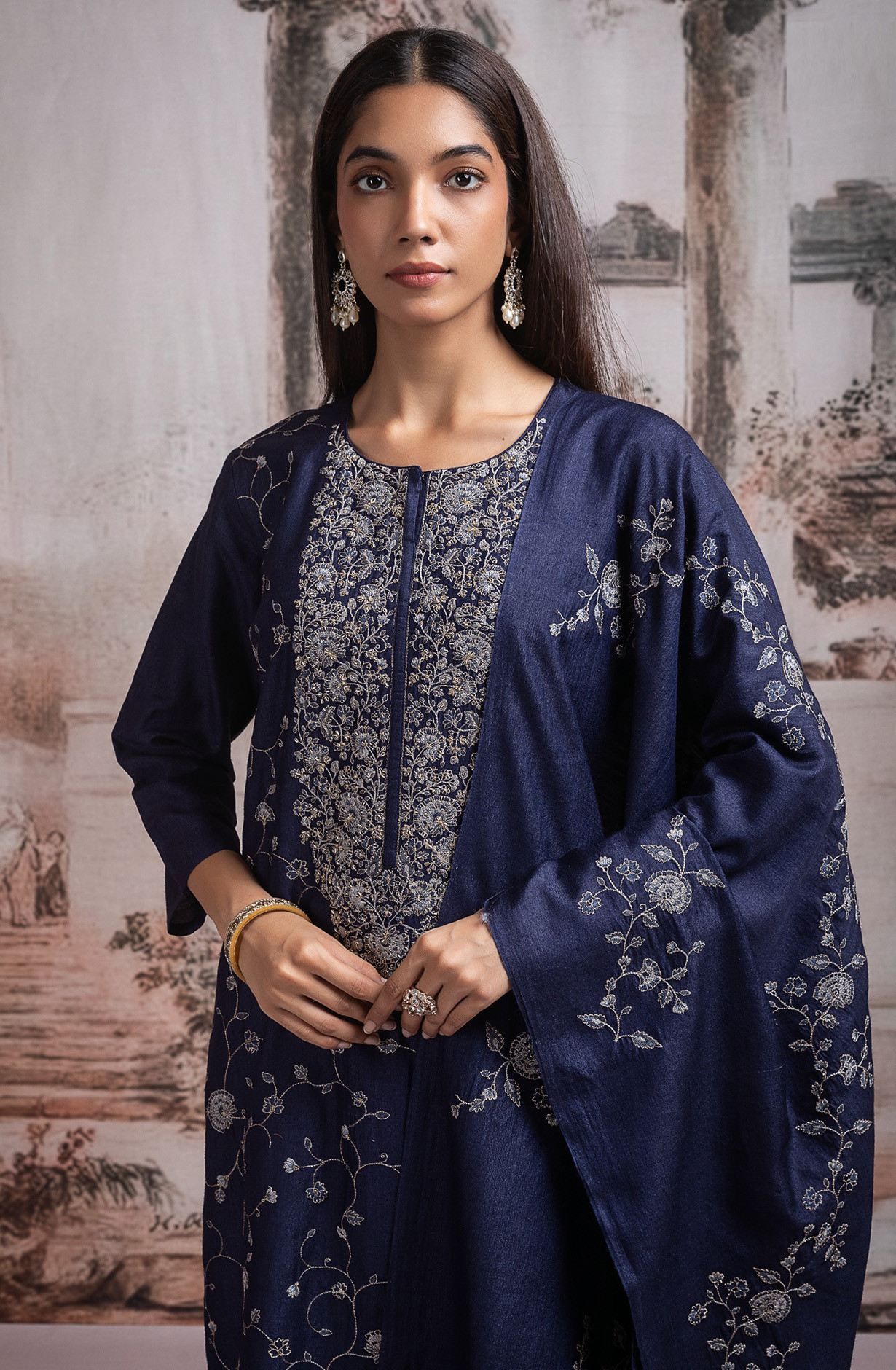 Blue Pure Monga Tussar Silk Suit with Dupatta - R157-SPR2506A