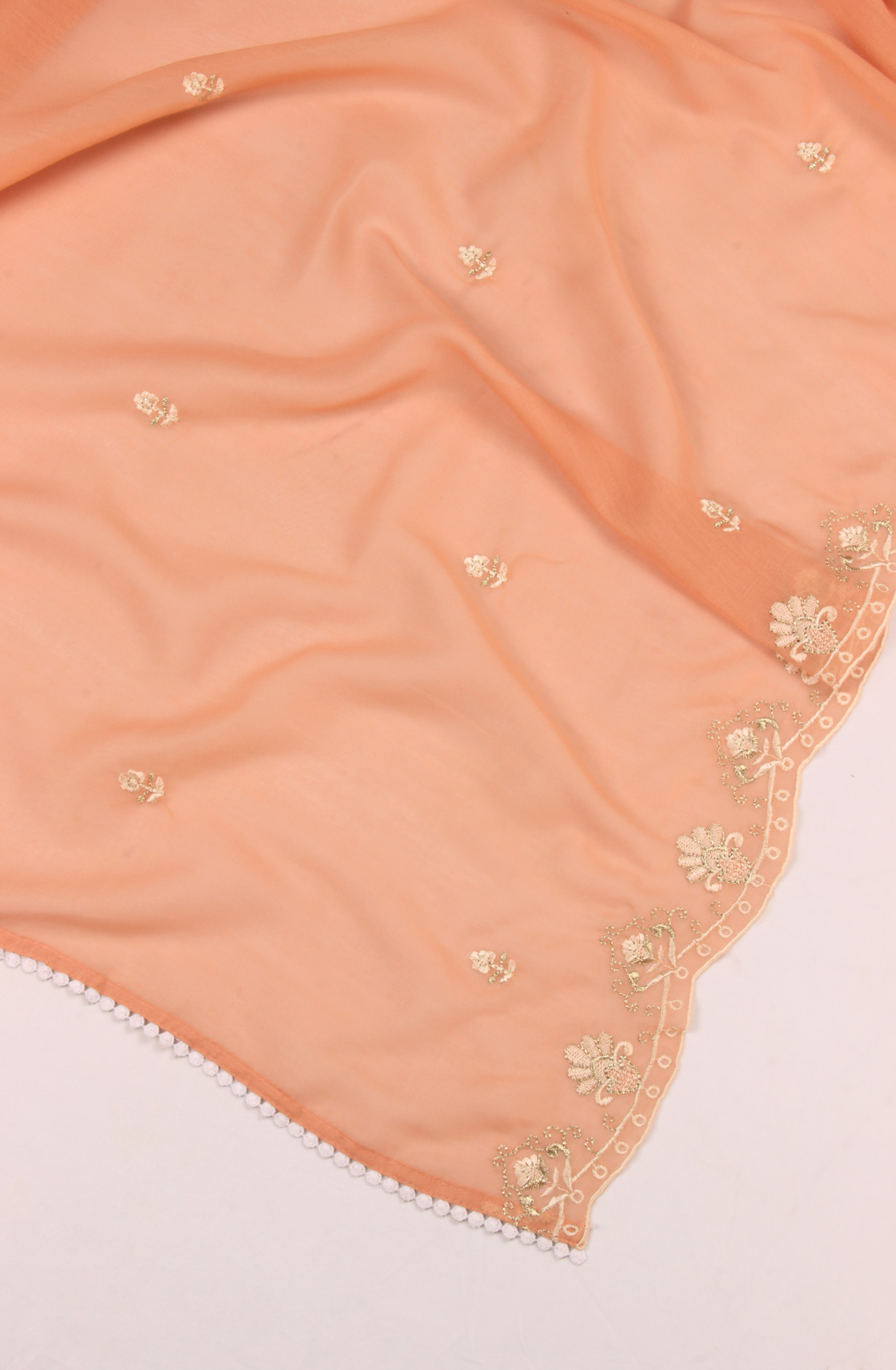 Peach Cotton Unstitched Salwar Suit with Trendy Dupatta - QAIS0034
