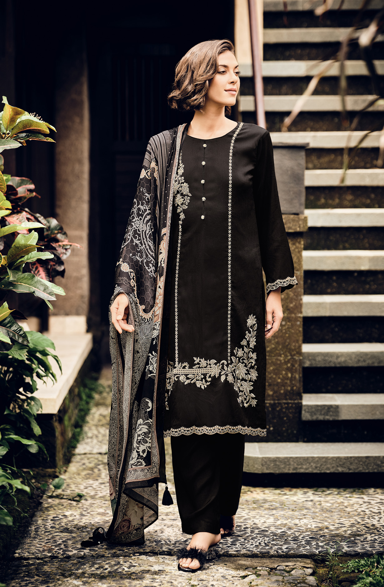 Black Beautiful Georgette Embroidered Suit with Chiffon Dupatta - RAMY03