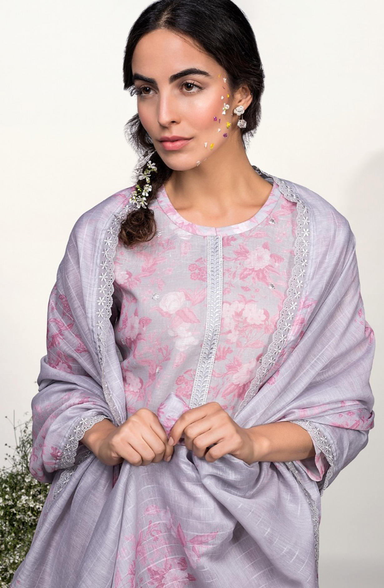 Pink Linen Digital Printed beautiful Suit Set with Dupatta - MOG9982B