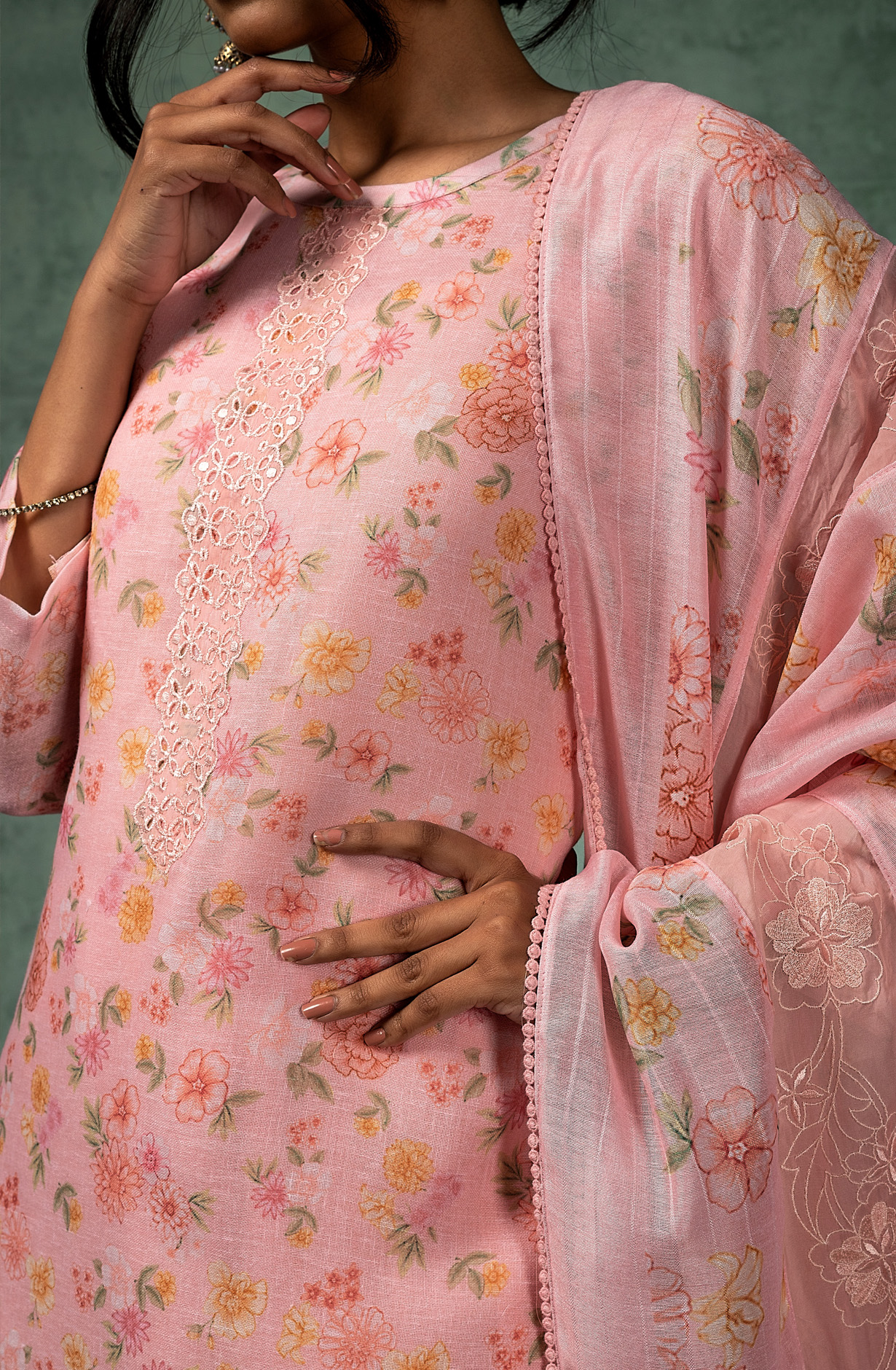 Pink Linen Exclusive Digital Printed with Embroidered Salwar Kameez - TAR1762A